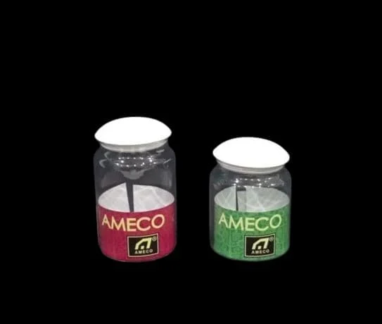 ست 2 تایی ظروف نگهداری شفاف با درب های سفید هوا بند - برچسب های قرمز و سبز - ظروف آشپزخانه برای غذا، سبزیجات خشک، ادویه جات و مواد غذایی خشک