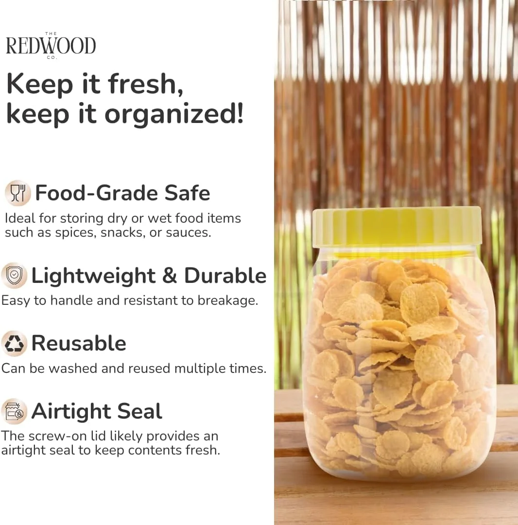 بسته 4 عددی ظروف پلاستیکی شفاف | 500 میلی لیتر | بدون BPA، ایمن برای مواد غذایی | نشکن، سبک و بادوام | ایده آل برای آشپزخانه، انبار و نگهداری خانگی