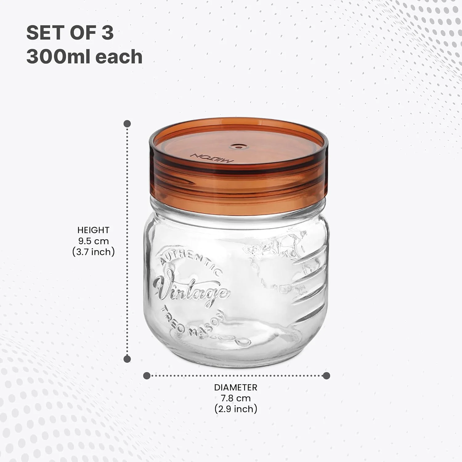 ظرف شیشه ای درب دار Treo By Milton، ظروف نگهداری آشپزخانه با درب محکم، بدون BPA، سازمان دهنده شیشه ای، دبه چند منظوره برای غذا، ادویه، غلات، کلوچه، غذای خشک، ست 3 عددی، 300 میلی لیتر ظرف شیشه ای درب دار Treo By Milton، ظروف نگهداری آشپزخانه با درب محکم، بدون BPA، سازمان دهنده شیشه ای، دبه چند منظوره برای غذا، ادویه، غلات، کلوچه، غذای خشک، ست 3 عددی، 300 میلی لیتر