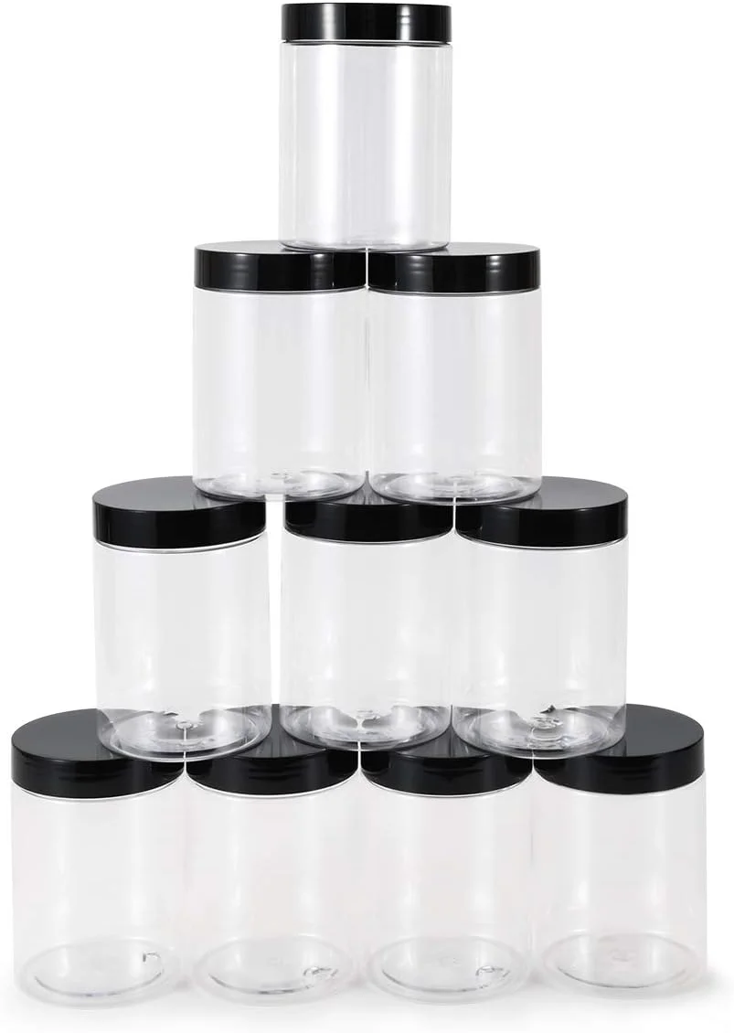 بسته 10 عددی ظرف پلاستیکی 300 میلی لیتری Testyu با درب، ظروف پلاستیکی PET با درجه غذایی، ظروف نگهداری ضد ریزش برای ادویه جات، غلات، چاشنی ها، صنایع دستی