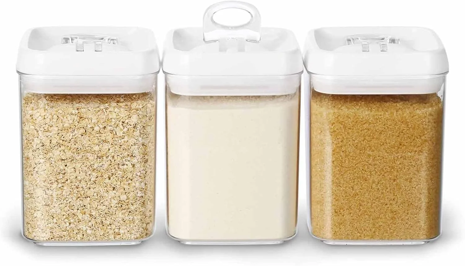 ظرف نگهداری مواد غذایی تزویق، 5 اینچ، بسیار بزرگ، درب قفل حلقه ای آسان بازشو و ضد هوا، شیشه های آکریلیک کنسرو، سازمان دهنده انبار آشپزخانه