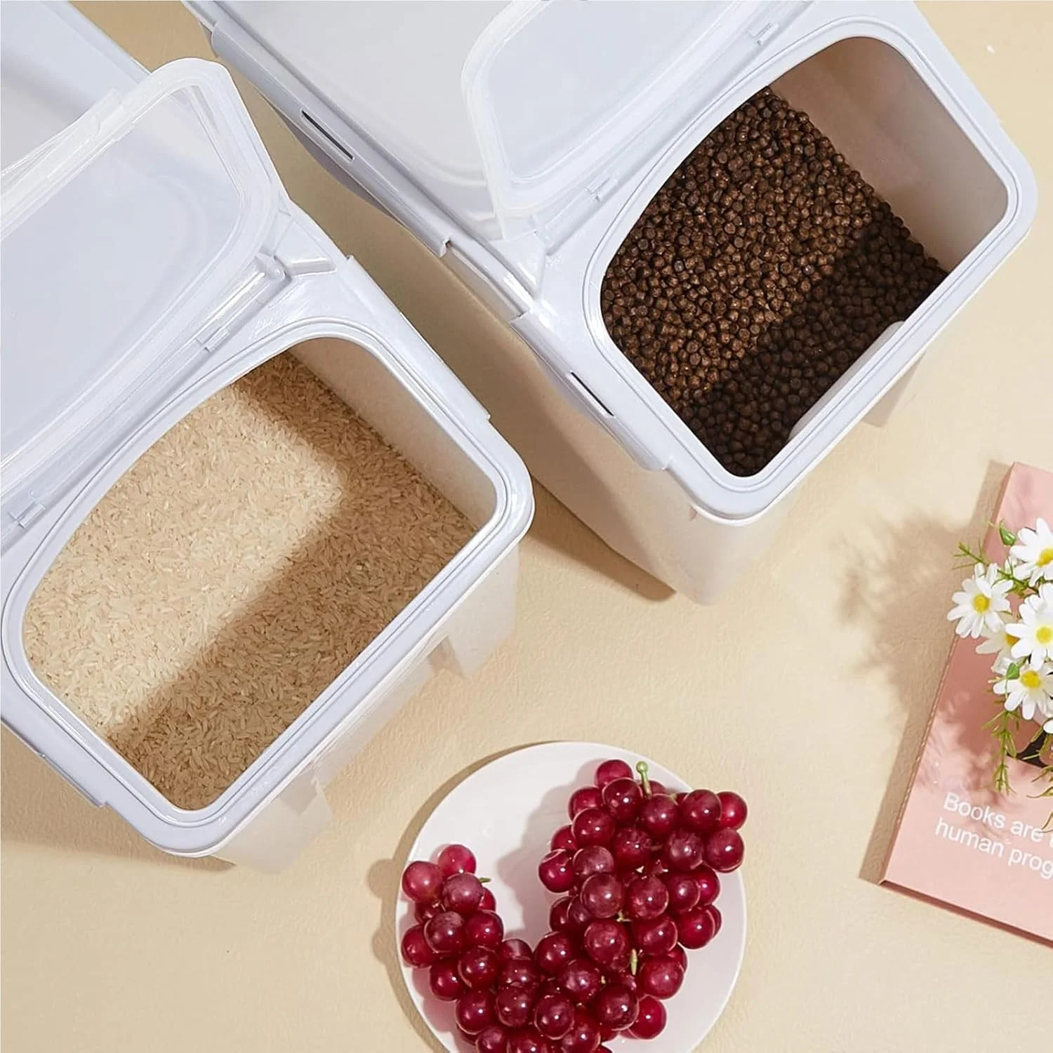 ظروف نگهداری مواد غذایی درب دار و پیمانه دار Tikwoork، ظرفیت بزرگ 15 کیلوگرمی برای نگهداری غذای حیوانات خانگی، سطل نگهداری مواد غذایی آشپزخانه برای برنج، غلات، آرد، غذای گربه/سگ ظروف نگهداری مواد غذایی درب دار و پیمانه دار Tikwoork، ظرفیت بزرگ 15 کیلوگرمی برای نگهداری غذای حیوانات خانگی، سطل نگهداری مواد غذایی آشپزخانه برای برنج، غلات، آرد، غذای گربه/سگ