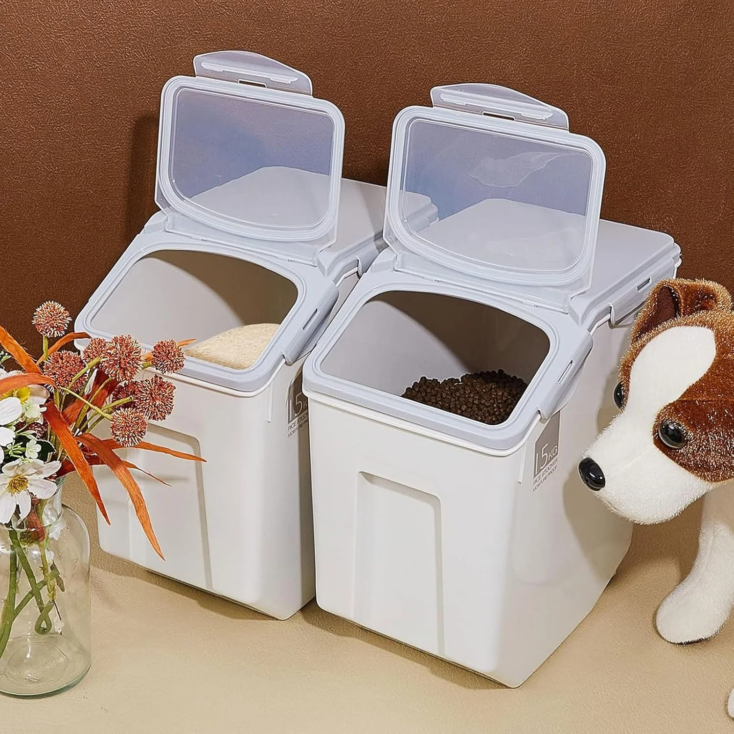 ظروف نگهداری مواد غذایی درب دار و پیمانه دار Tikwoork، ظرفیت بزرگ 15 کیلوگرمی برای نگهداری غذای حیوانات خانگی، سطل نگهداری مواد غذایی آشپزخانه برای برنج، غلات، آرد، غذای گربه/سگ ظروف نگهداری مواد غذایی درب دار و پیمانه دار Tikwoork، ظرفیت بزرگ 15 کیلوگرمی برای نگهداری غذای حیوانات خانگی، سطل نگهداری مواد غذایی آشپزخانه برای برنج، غلات، آرد، غذای گربه/سگ