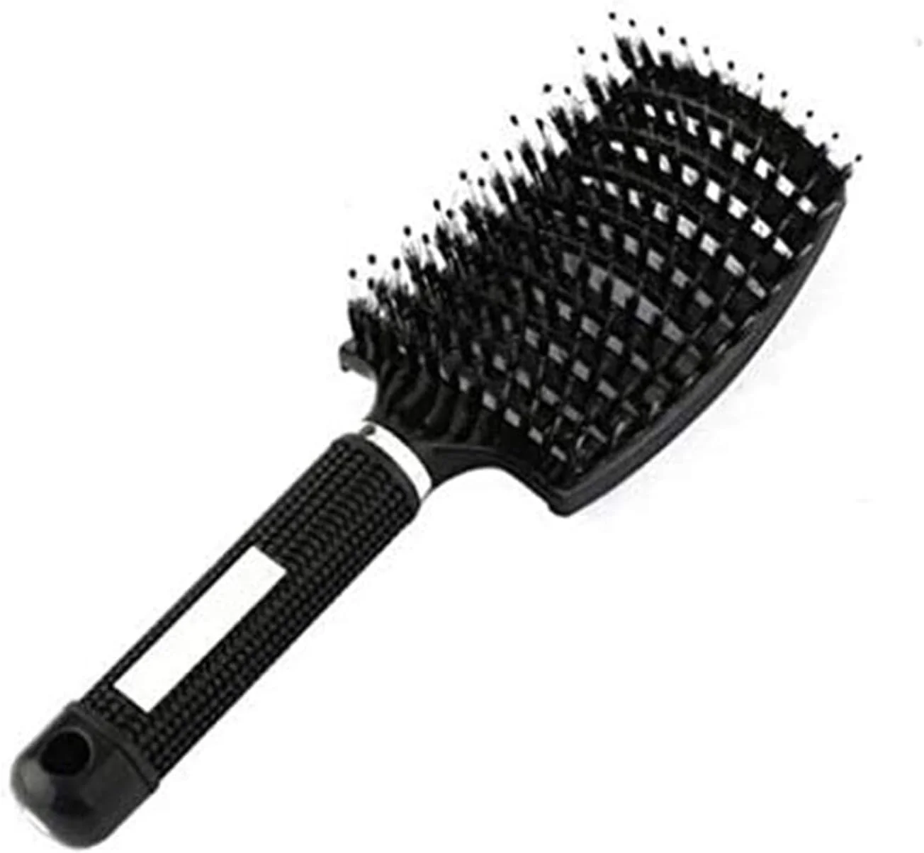 برس موی زنانه یانوی‌اس‌جی، نایلونی، دندانه‌های جداکننده، منحنی و دارای منفذ، ماساژور پوست سر، مناسب موهای خشک و خیس (مشکی)
