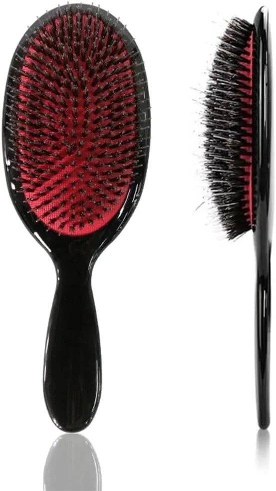 برس اکستنشن مو X spring، برس موی بزرگ با پین نایلونی نرم، برس باز کننده گره مو ماساژور بیضی شکل پوست سر، برس موی نایلونی برای باز کردن گره، رفع وز، پخش روغن، تحریک پوست سر (مشکی)