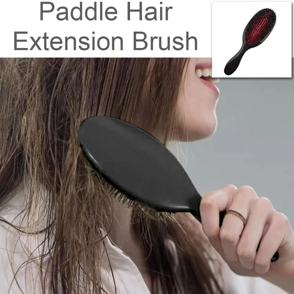 برس اکستنشن مو X spring، برس موی بزرگ با پین نایلونی نرم، برس باز کننده گره مو ماساژور بیضی شکل پوست سر، برس موی نایلونی برای باز کردن گره، رفع وز، پخش روغن، تحریک پوست سر (مشکی)