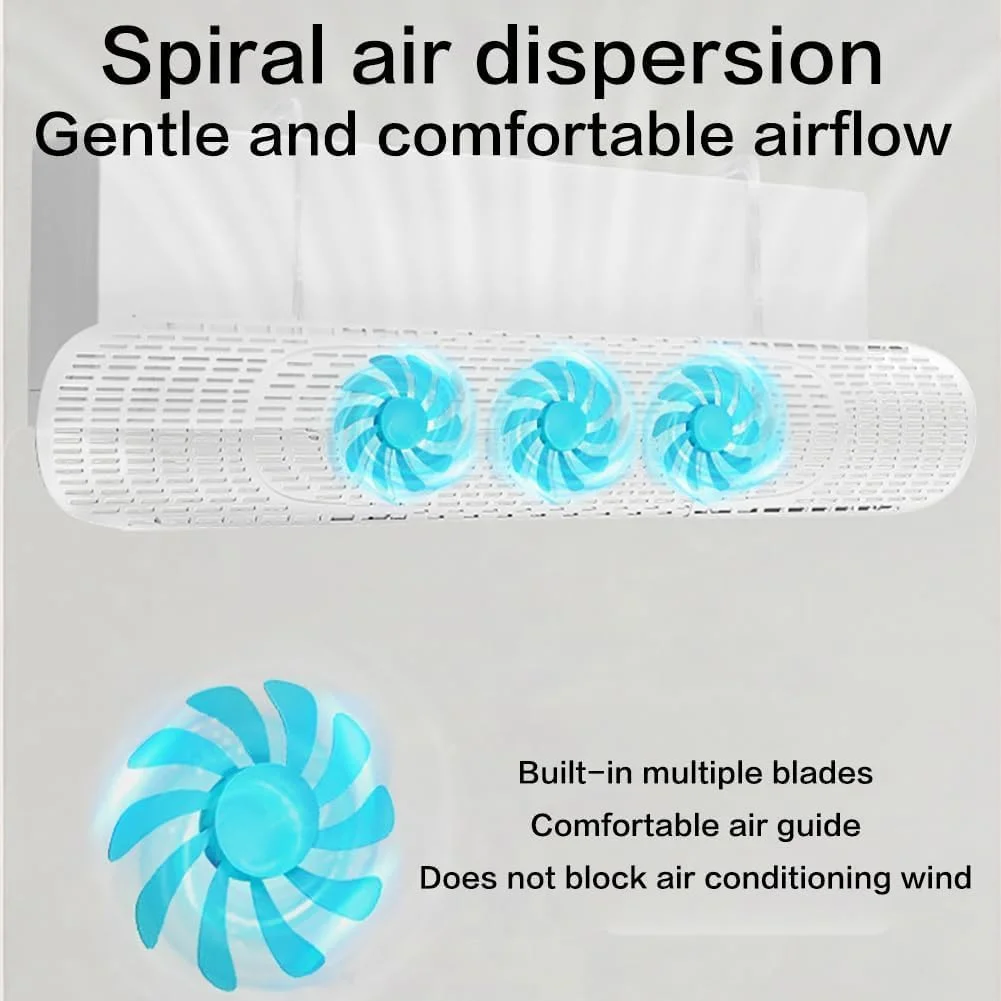 منحرف کننده هوا کولر گازی Ctoby، محافظ باد کولر گازی، منحرف کننده قابل تنظیم کولر گازی، ضد وزش مستقیم، منحرف کننده دریچه AC با پره های فن، قابل استفاده برای همه کولرهای گازی