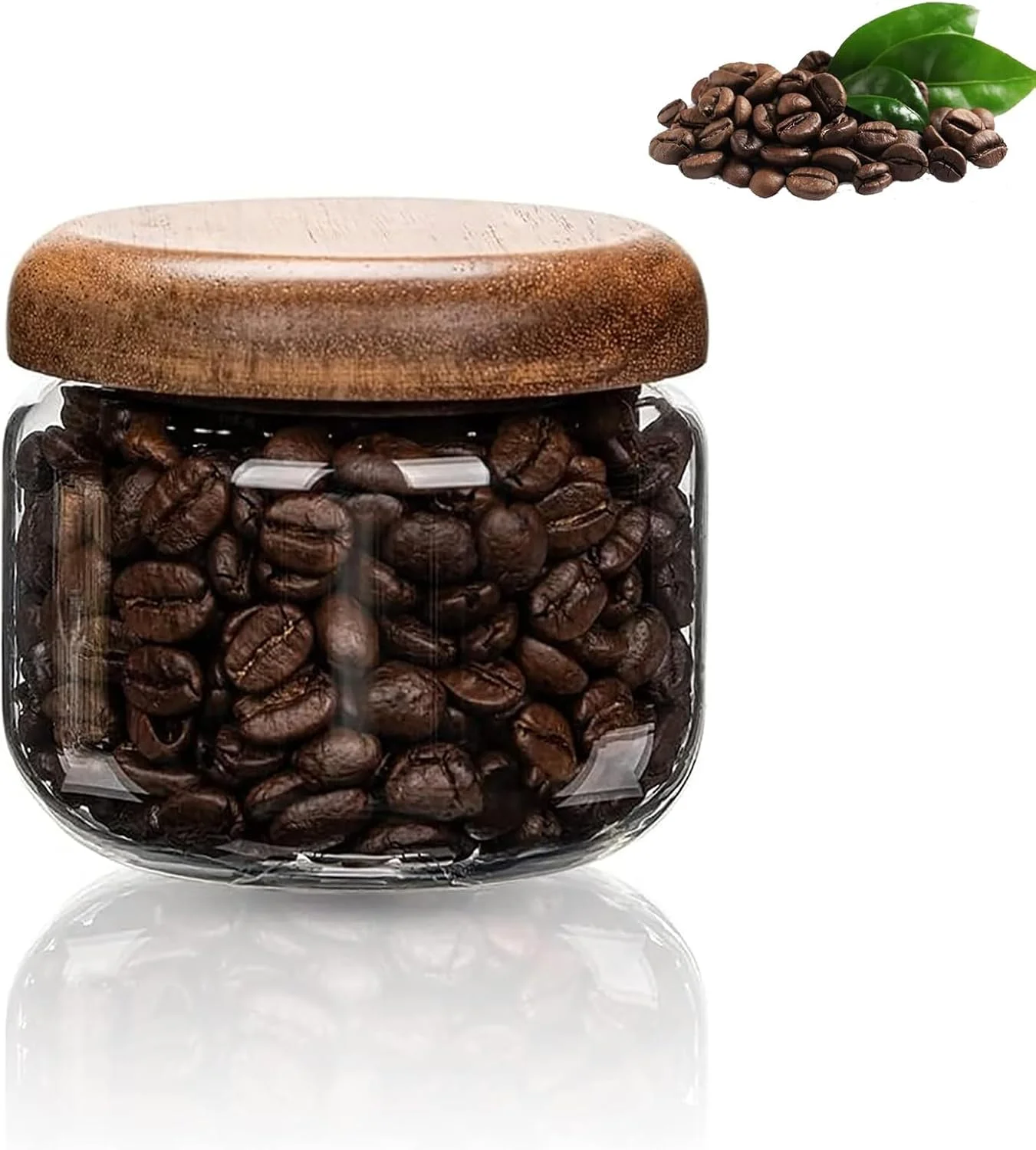 ظروف شیشه ای نگهداری مواد غذایی SWIUKPHE با درب چوبی - شیشه های کوچک قهوه - سازماندهی انبار برای جو دوسر، غلات، برنج و آبنبات