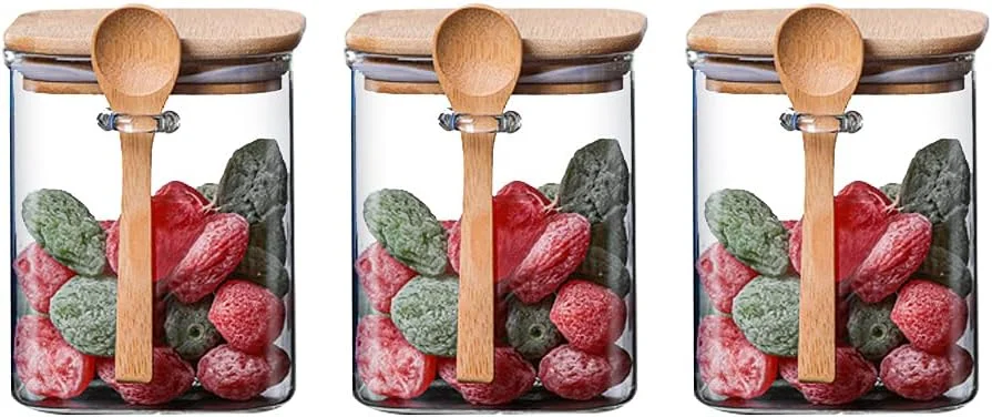 ست 3 تایی ظروف ادویه شیشه ای TAPIT با درب بامبو، ظروف نگهداری شیشه ای مربع با درب و قاشق چوبی، ظروف کوچک با برچسب برای انبار آشپزخانه، مناسب برای نگهداری شکر، نمک و سایر مواد غذایی خشک (800 میلی لیتر) ست 3 تایی ظروف ادویه شیشه ای TAPIT با درب بامبو، ظروف نگهداری شیشه ای مربع با درب و قاشق چوبی، ظروف کوچک با برچسب برای انبار آشپزخانه، مناسب برای نگهداری شکر، نمک و سایر مواد غذایی خشک (800 میلی لیتر)