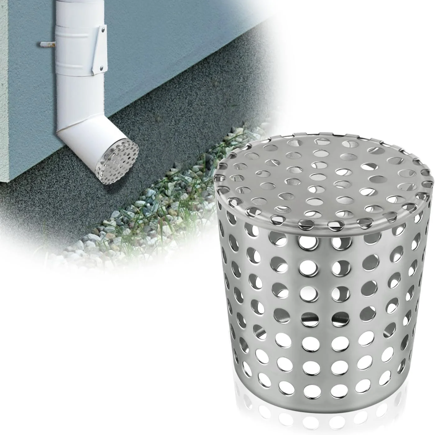 پوشش توری محافظ دریچه تهویه PVC Boltigen، فیلتر محافظ ناودان استیل ضد زنگ، صافی مخروطی پوشش لوله اگزوز، درپوش چند سوراخه برای دریچه سقف و کوره با قطر داخلی 2.5 تا 2.98 اینچ