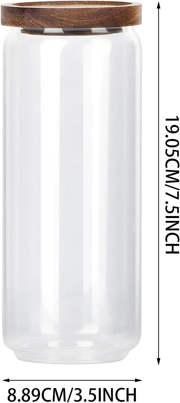 ست 3 عددی ظروف شیشه ای ذخیره سازی TANEMUDO، ظرفیت 950 میلی لیتر، ظروف شفاف حبوبات و مواد غذایی با درب چوبی آکاسیا و مهر و موم هوا برای نگهداری پاستا، اسپاگتی و قهوه در آشپزخانه