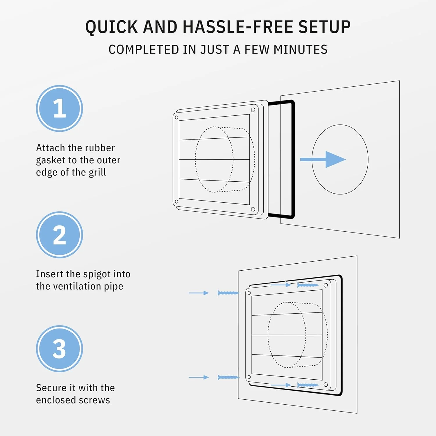 دریچه تهویه خشک کن کالیماایرو VKE سایز 6 اینچ - توری استیل ضد زنگ بیرونی با فلپ های متحرک - فقط مناسب برای کانال های فلزی برای سیستم های HVAC و خشک کن