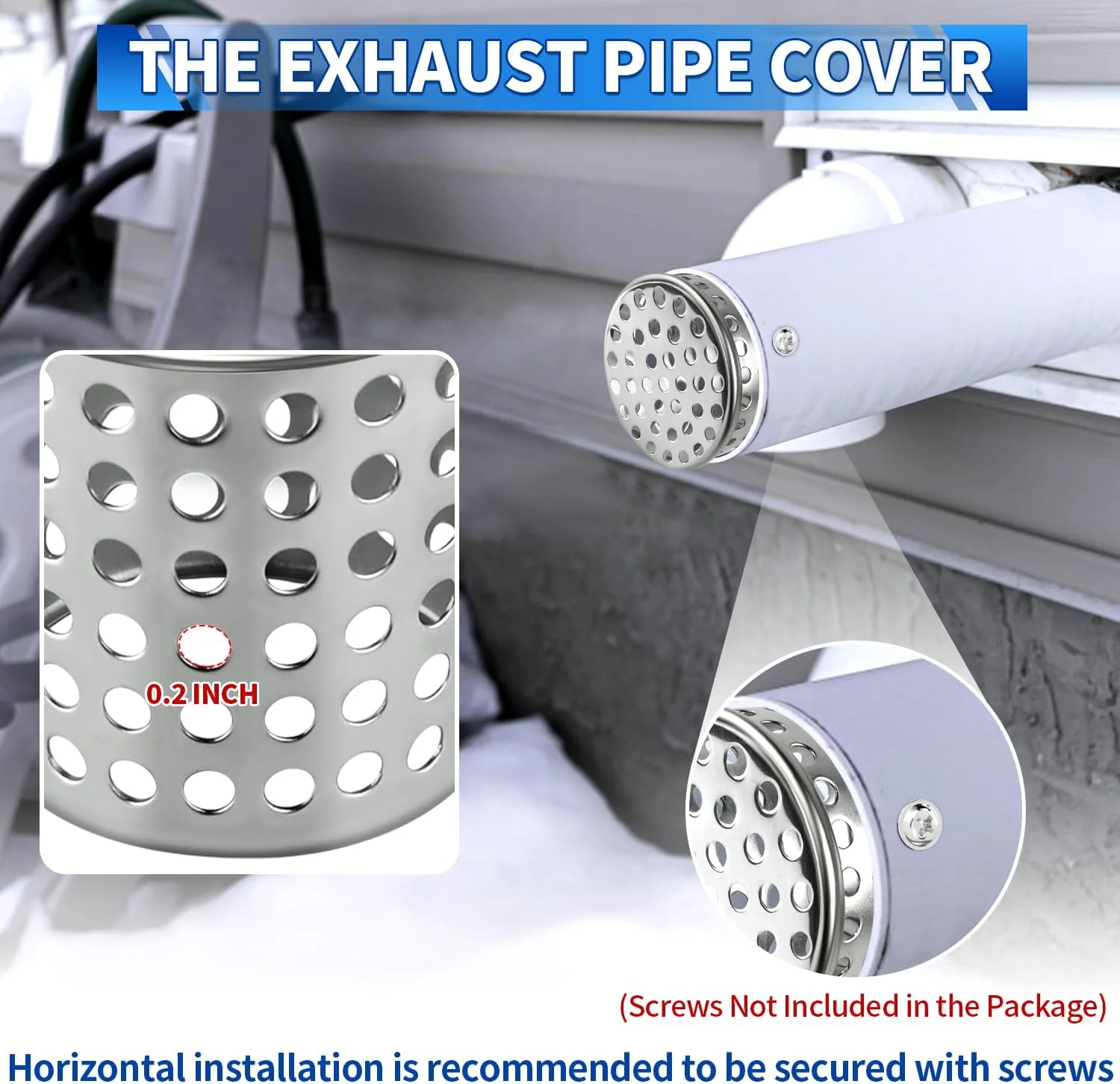 پوشش توری محافظ دریچه تهویه PVC Boltigen، فیلتر محافظ ناودان استیل ضد زنگ، صافی مخروطی پوشش لوله اگزوز، درپوش چند سوراخه برای دریچه سقف و کوره با قطر داخلی 2.5 تا 2.98 اینچ