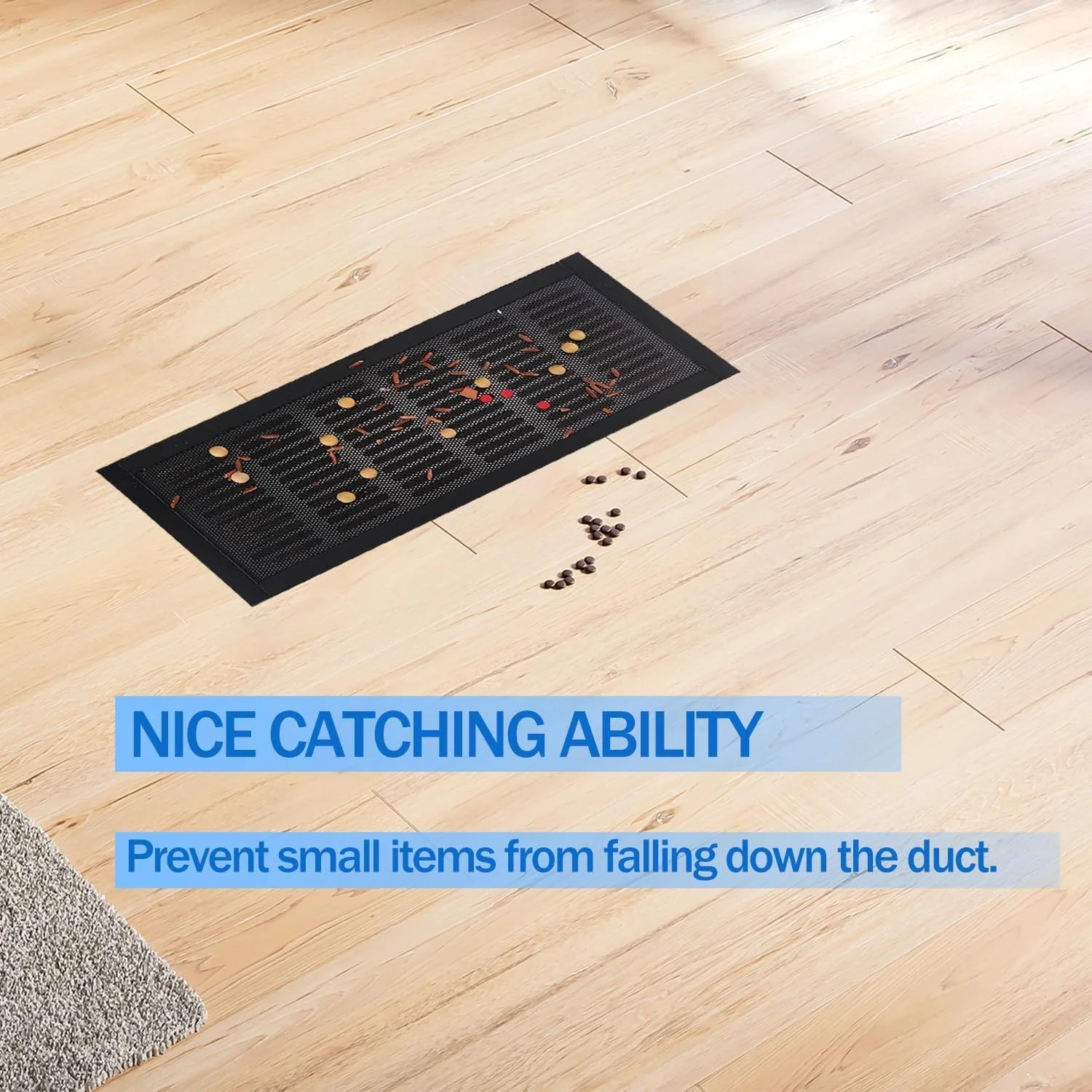 4Pack Floor Vent Covers Magnetic PVC Vent Mesh Cover, Strong Vent Covers, 4 x 10 Inch Air Vent Screen Cover, Floor Register Cover Vent Screen Trap for Wall Ceiling Floor Catch Debris Hair Filter