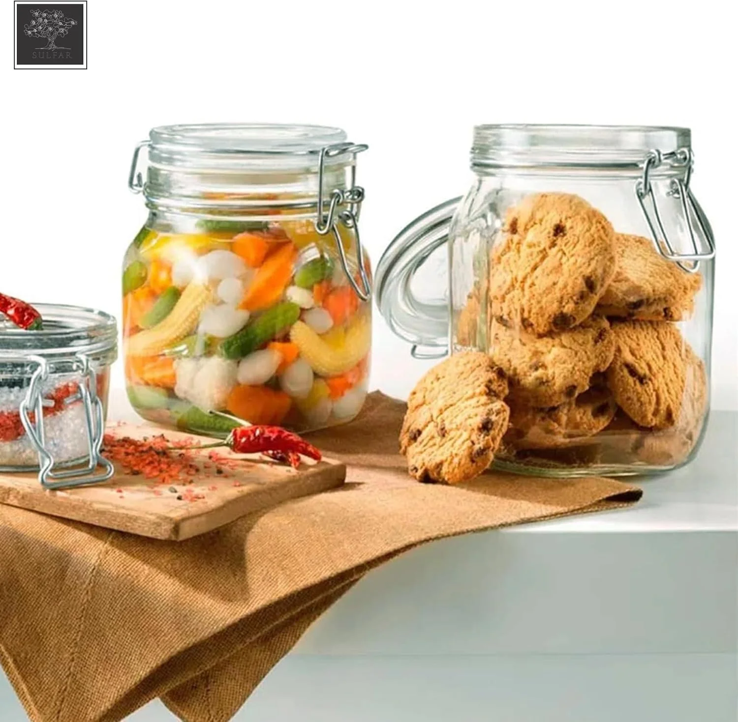 ظرف نگهداری گرد شفاف سولفار | ظرف پلاستیکی شفاف برای آشپزخانه و انبار | ظرفیت 75 میلی لیتر