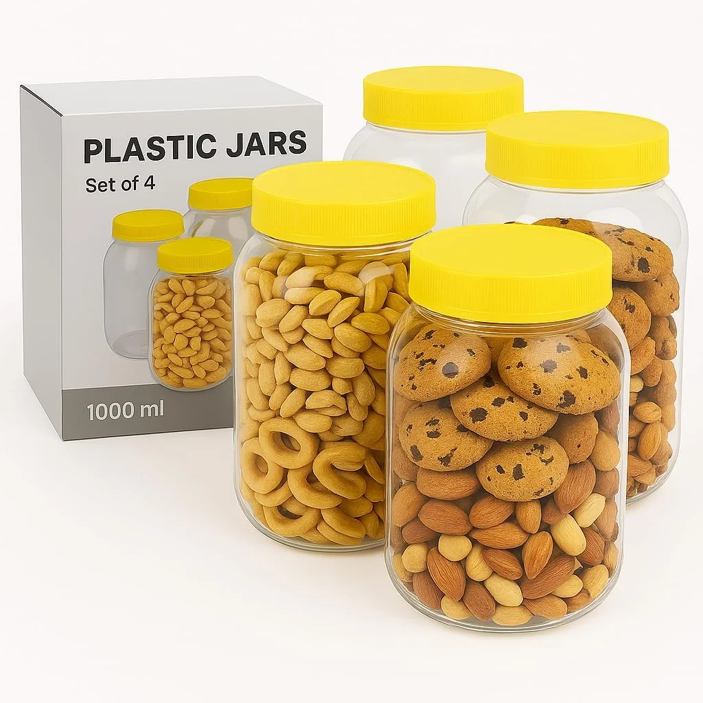 ست 4 عددی بانکه ادویه گرد سان پت، ظرفیت 1000 میلی لیتر ست 4 عددی بانکه ادویه گرد سان پت، ظرفیت 1000 میلی لیتر