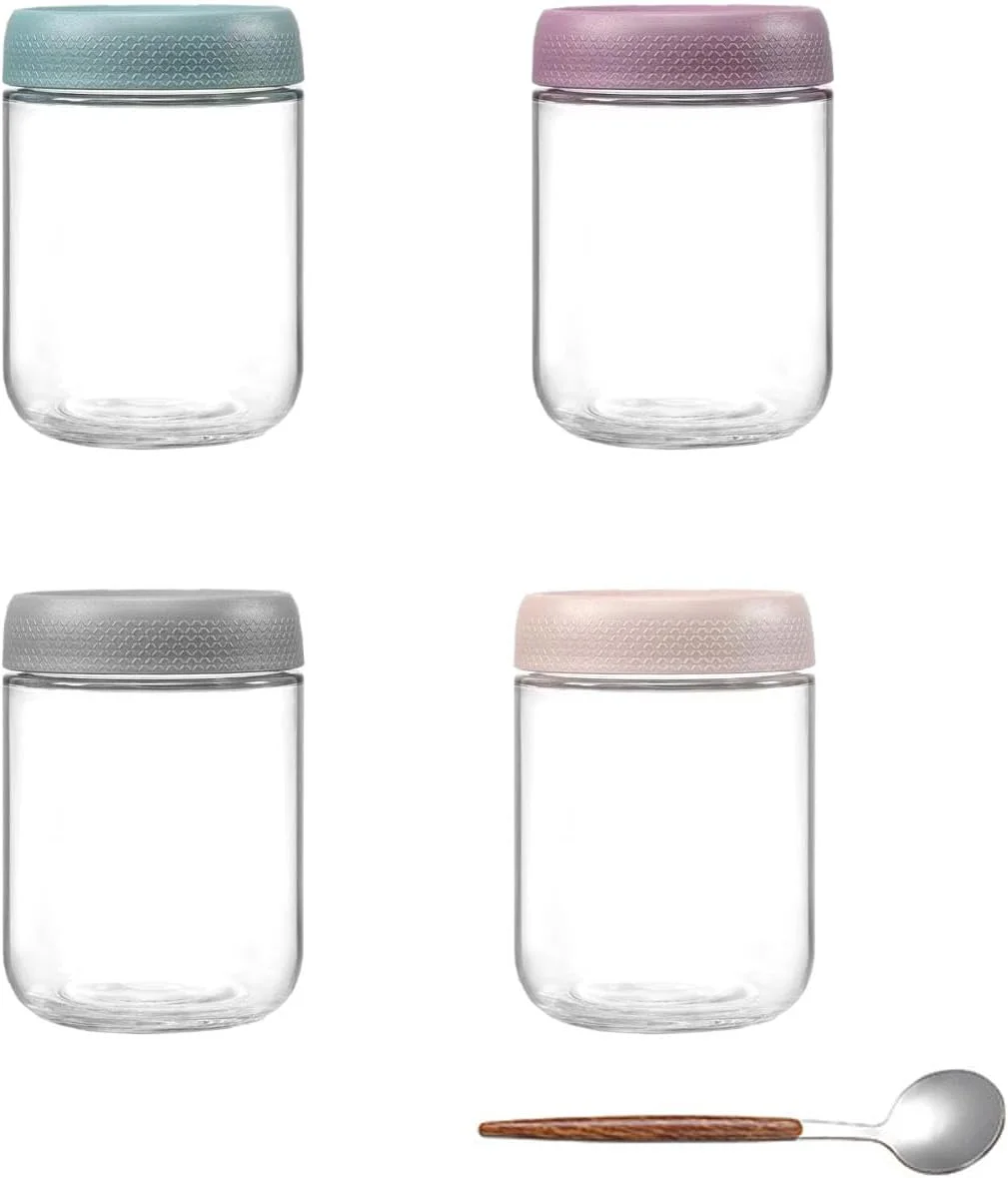Strayelf 6 Pack Overnight Oats Jars,Storage Glass Jar,Wide Mouth Mason Jars, for Yogurt, Snacks, And Spices,with Airtight Lids,500ml Reusable, BPA-Free Containers for Kitchen Pantry Organization