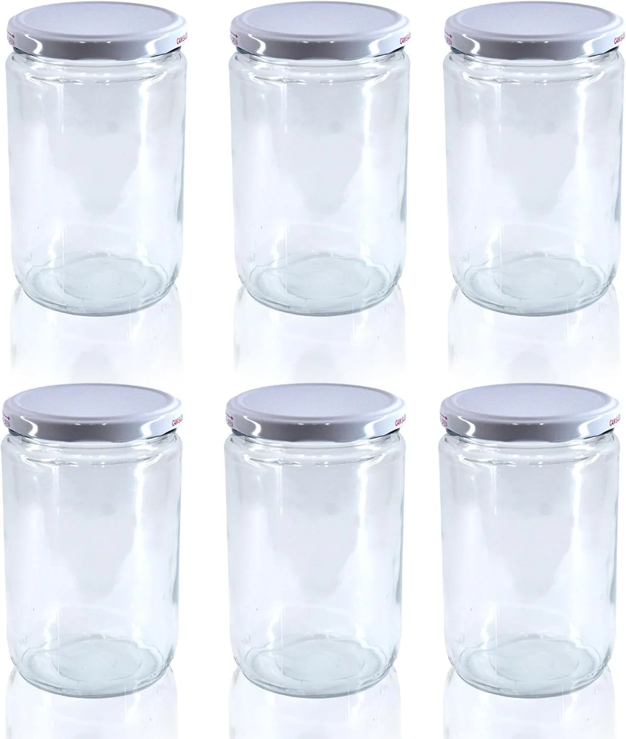 ست 6 عددی شیشه های نگهدارنده 600 میلی لیتری - شکل گرد | ظروف شفاف برای نگهداری ادویه جات، میوه های خشک | ظروف شیشه ای درب دار | مناسب برای آشپزخانه، قهوه، حبوبات، شکلات، آجیل