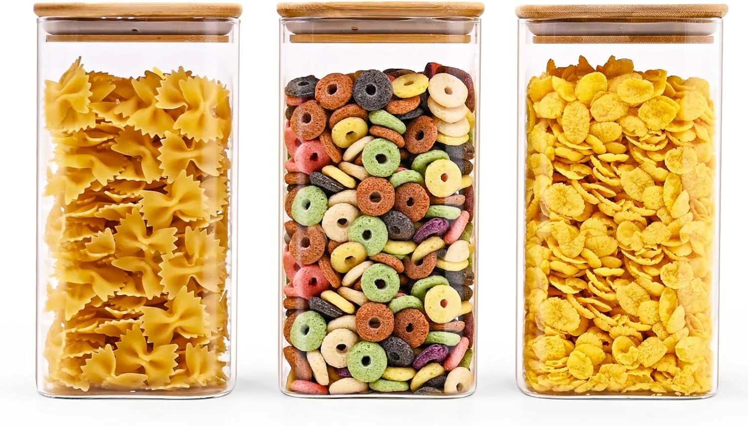 ظروف شیشه ای مربع شکل برای نگهداری مواد غذایی، 1300 میلی لیتر، بسته 3 عددی، ظروف شیشه ای آشپزخانه با درب بامبو، ظروف نگهداری شیشه ای برای ادویه، آبنبات، کلوچه، نگهداری شیشه ای برای سازماندهی کابینت ظروف شیشه ای مربع شکل برای نگهداری مواد غذایی، 1300 میلی لیتر، بسته 3 عددی، ظروف شیشه ای آشپزخانه با درب بامبو، ظروف نگهداری شیشه ای برای ادویه، آبنبات، کلوچه، نگهداری شیشه ای برای سازماندهی کابینت