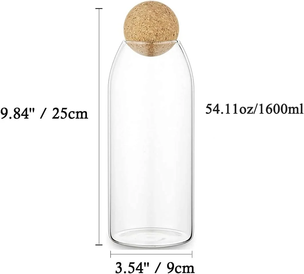 ظروف شیشه ای نگهداری مواد غذایی با درب چوبی، 3 عدد ظروف شیشه ای بامبو با مهر و موم خوب، ظروف قهوه در اندازه های مختلف برای پیشخوان آشپزخانه، انبار، چای، شکر، آرد (3 عدد - 1600 میلی لیتر)