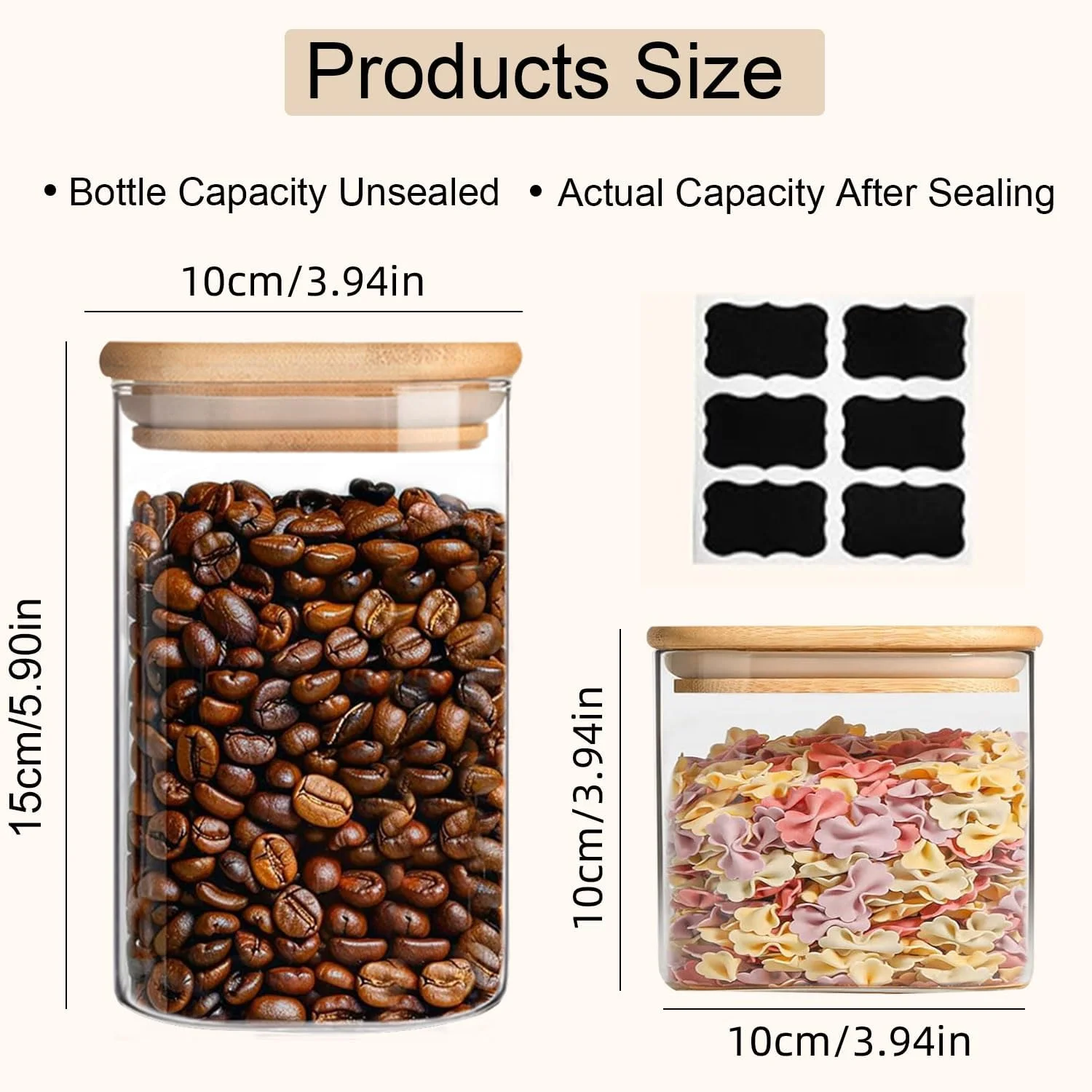 ست 4 تایی ظروف شیشه ای نگهداری مواد غذایی با درب بامبو، شیشه های شفاف با درب های مهر و موم دار، ظروف نگهداری مواد غذایی آشپزخانه، مناسب برای شکر، آرد، غلات، حبوبات، دانه های قهوه، شیشه های درب دار ست 4 تایی ظروف شیشه ای نگهداری مواد غذایی با درب بامبو، شیشه های شفاف با درب های مهر و موم دار، ظروف نگهداری مواد غذایی آشپزخانه، مناسب برای شکر، آرد، غلات، حبوبات، دانه های قهوه، شیشه های درب دار