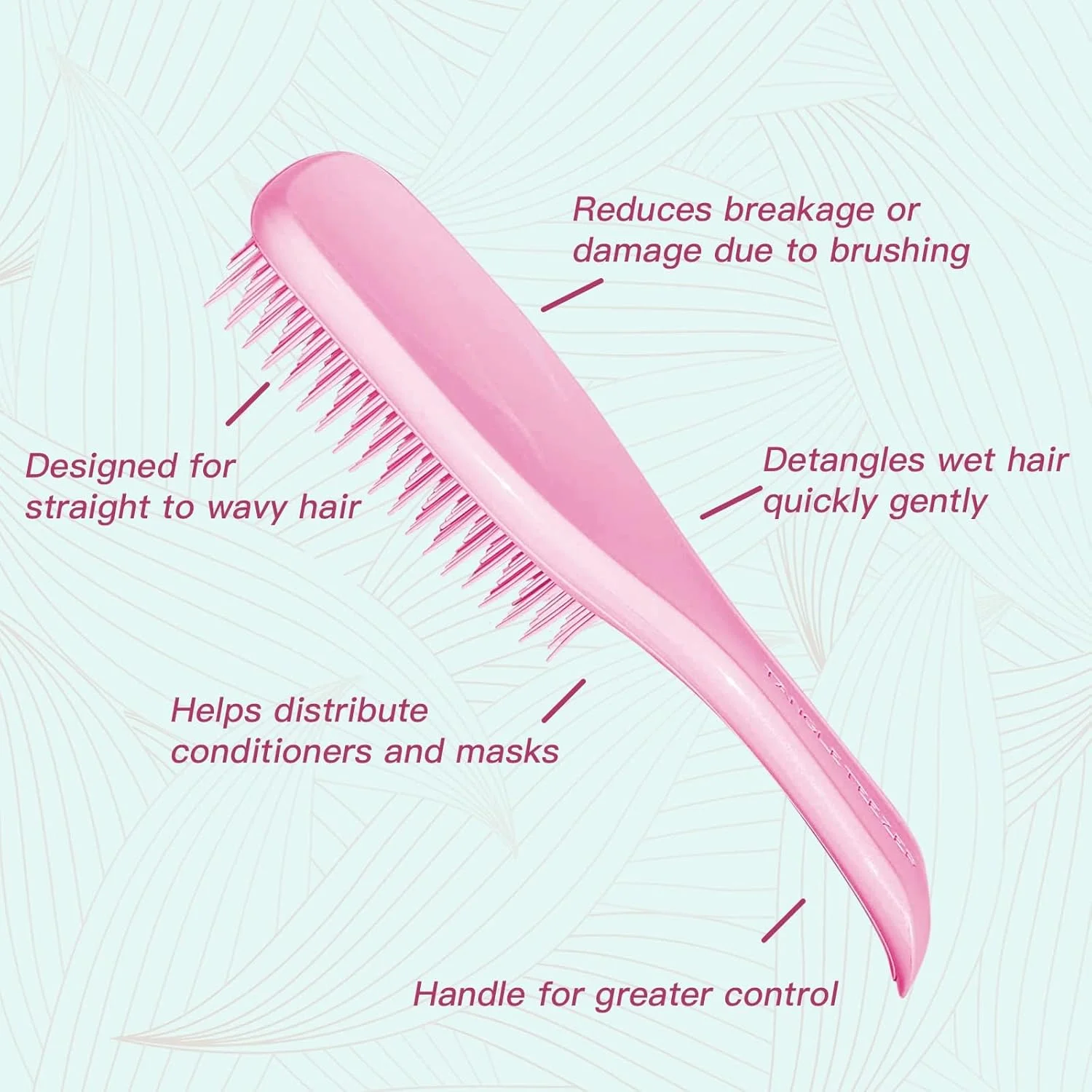 برس موی خیس Tepengdie برای موهای خیس و خشک، صاف کننده، ماساژور، باز کننده گره مو برای انواع مو، از بین برنده گره ها و کاهش شکستگی - صورتی هزاره برس موی خیس Tepengdie برای موهای خیس و خشک، صاف کننده، ماساژور، باز کننده گره مو برای انواع مو، از بین برنده گره ها و کاهش شکستگی - صورتی هزاره