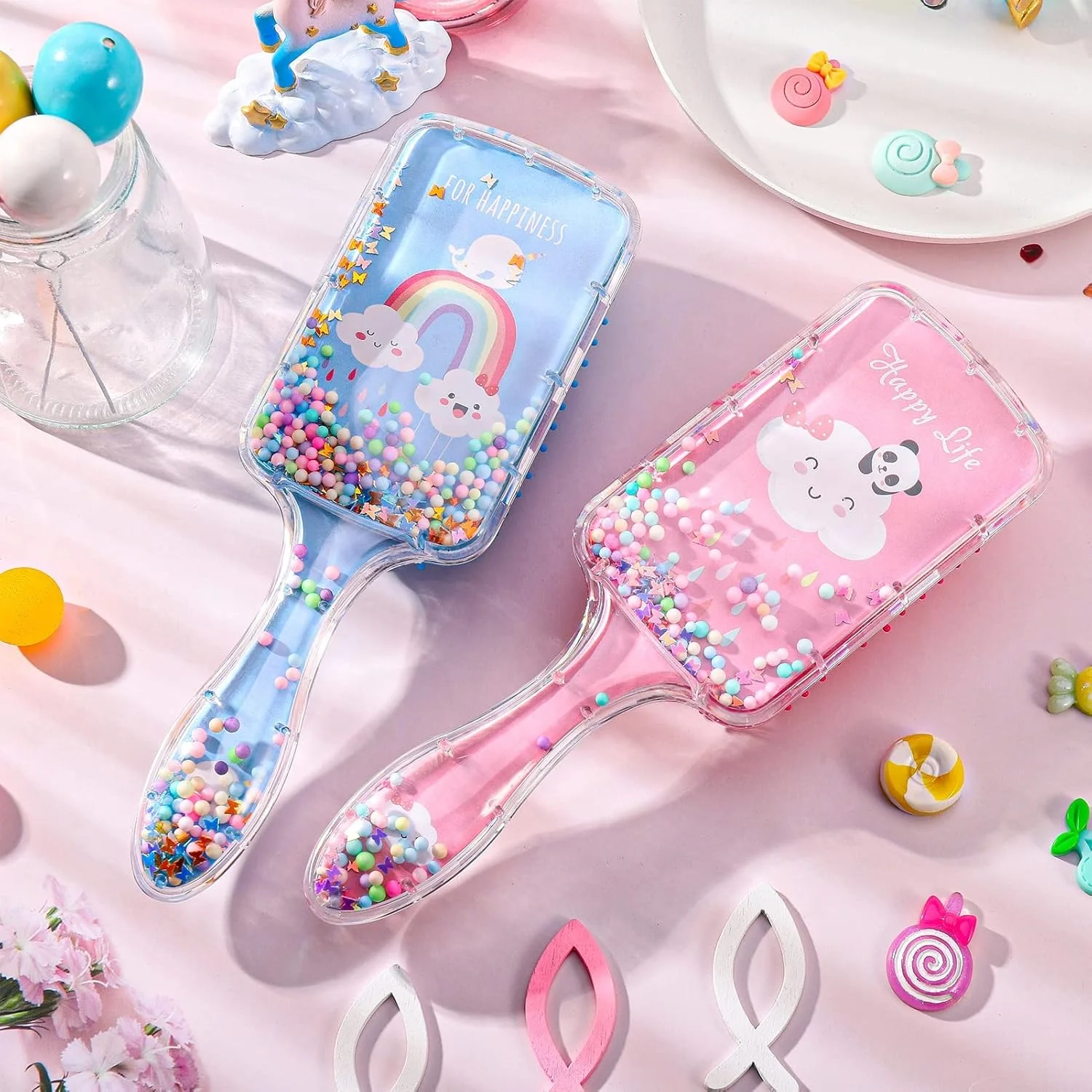 ست برس مو دخترانه TERRIFI، 2 عدد برس موی پاپیونی اکلیلی برای صاف کردن موهای ضخیم، فر، نازک، بلند، کوتاه، خیس یا خشک