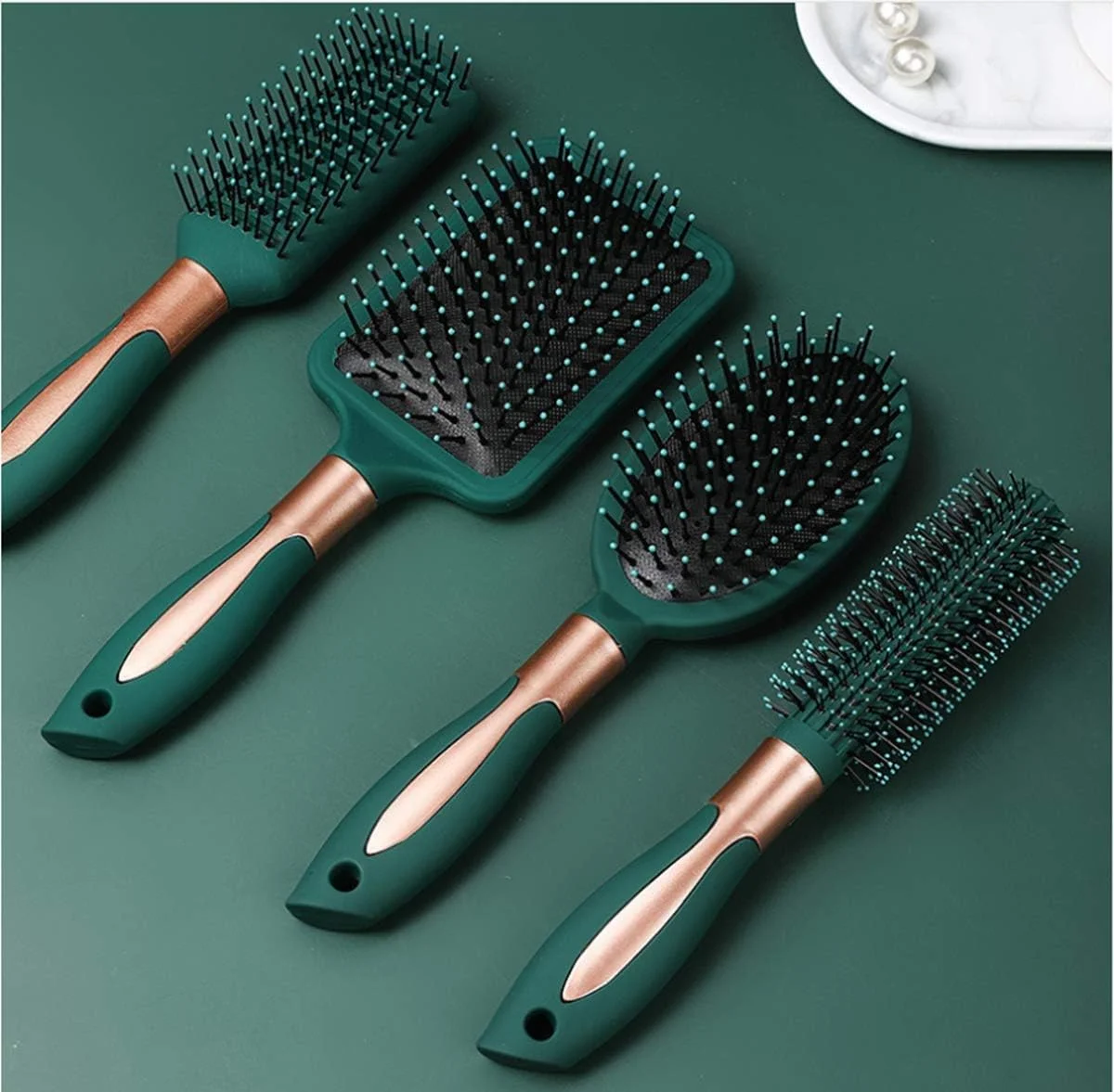 ست برس مو U-HOOME شامل برس مویی با پین های نایلونی ضد گره، برس پارویی ماساژور، شانه های مو و برس سشوار برای زنان، مردان، کودکان و دختران، 4 عدد ست برس مو U-HOOME شامل برس مویی با پین های نایلونی ضد گره، برس پارویی ماساژور، شانه های مو و برس سشوار برای زنان، مردان، کودکان و دختران، 4 عدد