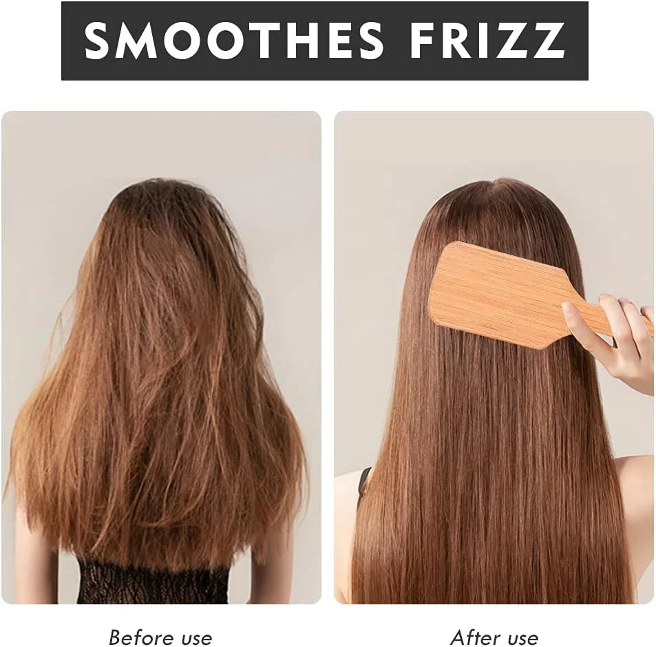 ست شانه موی بامبو چوبی طبیعی بزرگ U-HOOME، برس موی گره باز کن بامبو برای زنان، برس مویی پارویی برای موهای بلند کوتاه ضخیم نازک صاف مجعد موج دار خشک ست شانه موی بامبو چوبی طبیعی بزرگ U-HOOME، برس موی گره باز کن بامبو برای زنان، برس مویی پارویی برای موهای بلند کوتاه ضخیم نازک صاف مجعد موج دار خشک