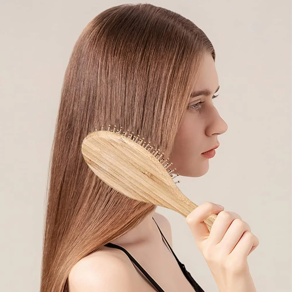 ست شانه موی بامبو چوبی طبیعی بزرگ U-HOOME، برس موی گره باز کن بامبو برای زنان، برس مویی پارویی برای موهای بلند کوتاه ضخیم نازک صاف مجعد موج دار خشک ست شانه موی بامبو چوبی طبیعی بزرگ U-HOOME، برس موی گره باز کن بامبو برای زنان، برس مویی پارویی برای موهای بلند کوتاه ضخیم نازک صاف مجعد موج دار خشک