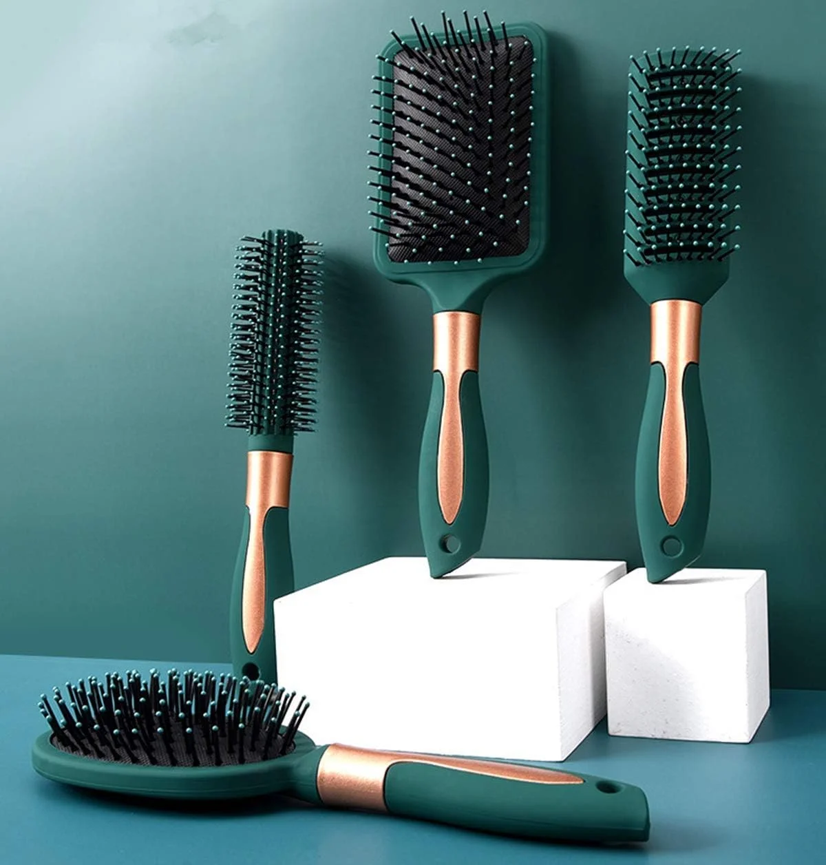 ست برس مو U-HOOME شامل برس مویی با پین های نایلونی ضد گره، برس پارویی ماساژور، شانه های مو و برس سشوار برای زنان، مردان، کودکان و دختران، 4 عدد ست برس مو U-HOOME شامل برس مویی با پین های نایلونی ضد گره، برس پارویی ماساژور، شانه های مو و برس سشوار برای زنان، مردان، کودکان و دختران، 4 عدد