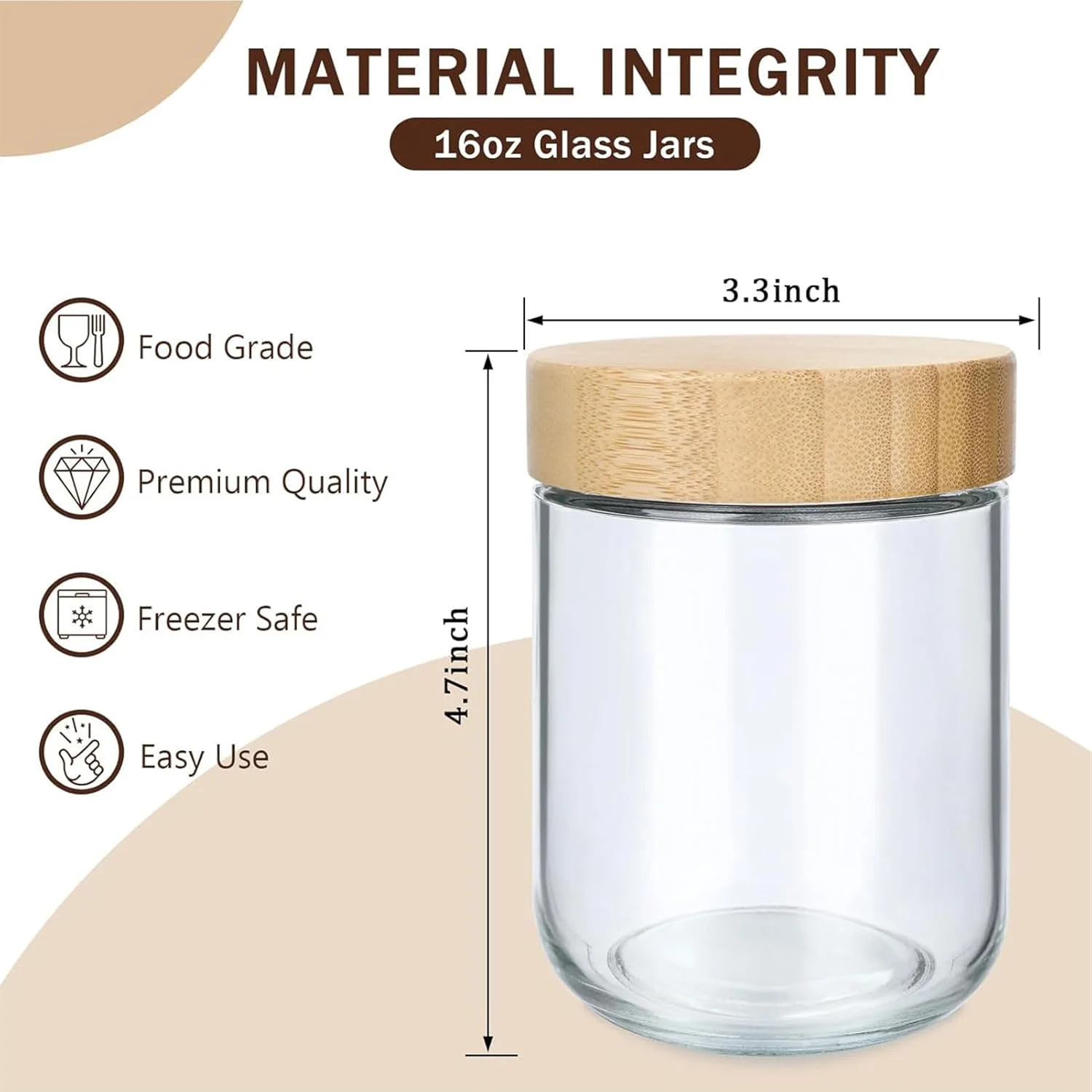 ست 6 عددی ظروف شیشه ای 480 میلی لیتری با درب بامبو، ظروف نگهداری جو دوسر شبانه با درب هواگیر، ظروف شیشه ای نگهداری سالاد برای غذا، ماست، شکر و آرد، دانه های قهوه، کلوچه، غلات ست 6 عددی ظروف شیشه ای 480 میلی لیتری با درب بامبو، ظروف نگهداری جو دوسر شبانه با درب هواگیر، ظروف شیشه ای نگهداری سالاد برای غذا، ماست، شکر و آرد، دانه های قهوه، کلوچه، غلات