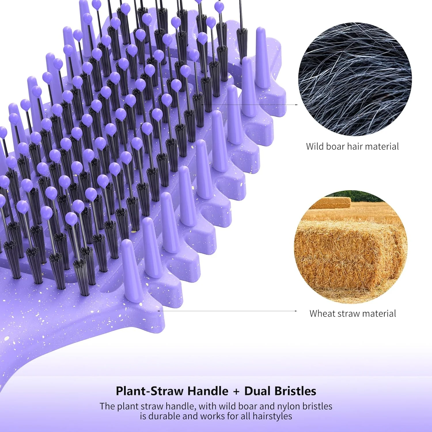 Tofitter Curly Hair Brush,Anti-Static Styling Comb, Purple Elastic Detangling Comb for Men, Women & Kids – No-Pull,Scalp Massage,Tangle-Free Styling for Curly, Wavy & Straight Hair