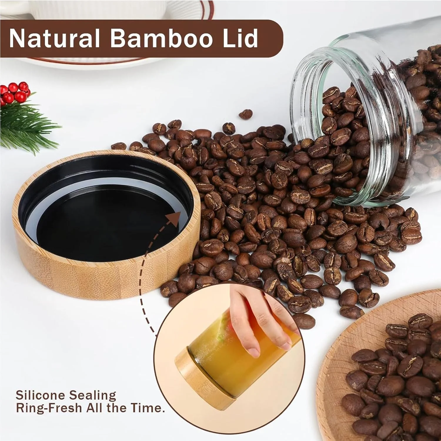 ست 6 عددی ظروف شیشه ای 480 میلی لیتری با درب بامبو، ظروف نگهداری جو دوسر شبانه با درب هواگیر، ظروف شیشه ای نگهداری سالاد برای غذا، ماست، شکر و آرد، دانه های قهوه، کلوچه، غلات ست 6 عددی ظروف شیشه ای 480 میلی لیتری با درب بامبو، ظروف نگهداری جو دوسر شبانه با درب هواگیر، ظروف شیشه ای نگهداری سالاد برای غذا، ماست، شکر و آرد، دانه های قهوه، کلوچه، غلات