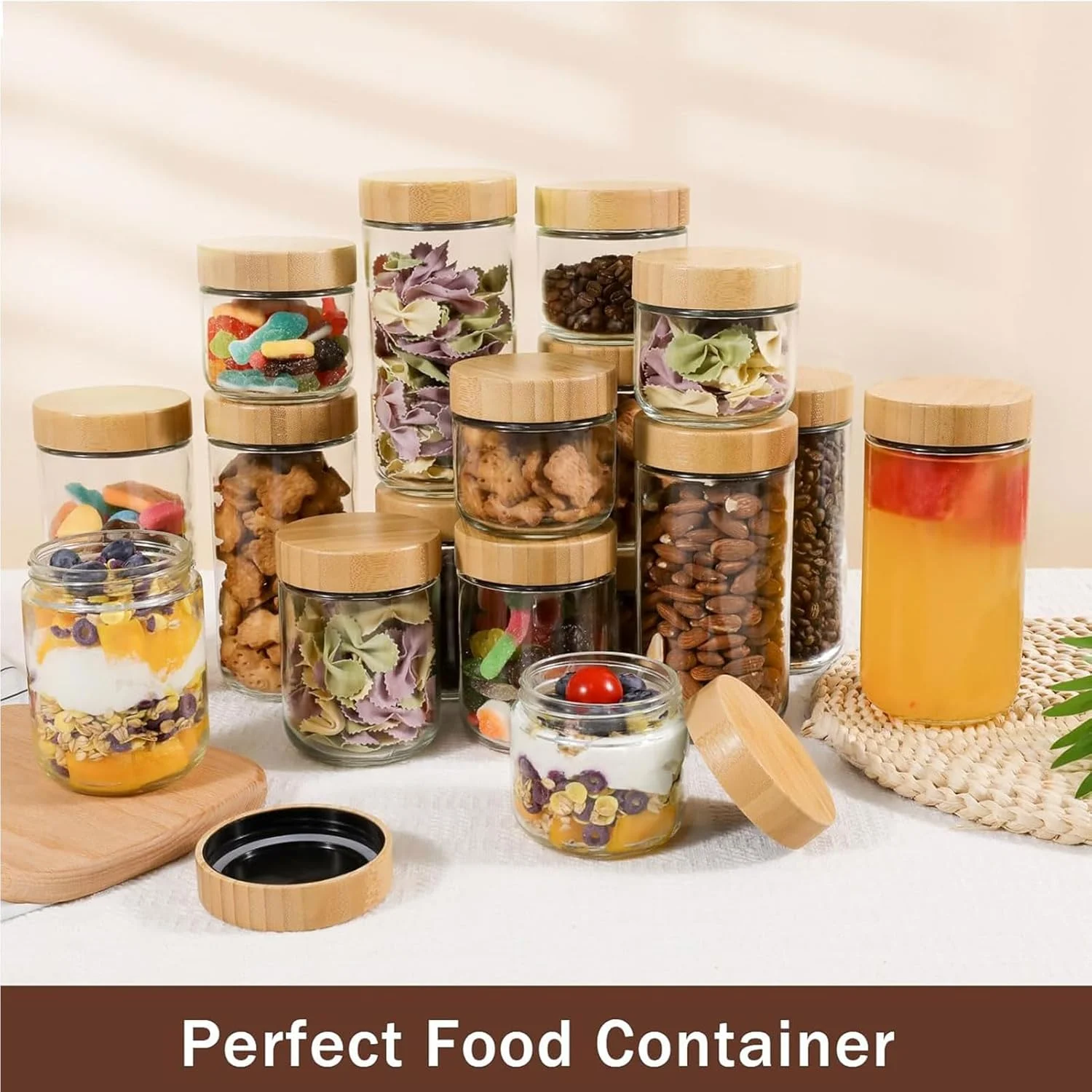 ست 6 عددی ظروف شیشه ای 480 میلی لیتری با درب بامبو، ظروف نگهداری جو دوسر شبانه با درب هواگیر، ظروف شیشه ای نگهداری سالاد برای غذا، ماست، شکر و آرد، دانه های قهوه، کلوچه، غلات ست 6 عددی ظروف شیشه ای 480 میلی لیتری با درب بامبو، ظروف نگهداری جو دوسر شبانه با درب هواگیر، ظروف شیشه ای نگهداری سالاد برای غذا، ماست، شکر و آرد، دانه های قهوه، کلوچه، غلات