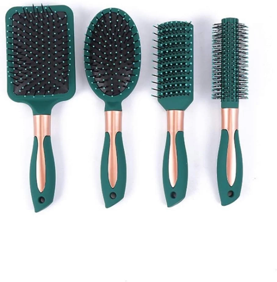 ست برس مو U-HOOME شامل برس مویی با پین های نایلونی ضد گره، برس پارویی ماساژور، شانه های مو و برس سشوار برای زنان، مردان، کودکان و دختران، 4 عدد ست برس مو U-HOOME شامل برس مویی با پین های نایلونی ضد گره، برس پارویی ماساژور، شانه های مو و برس سشوار برای زنان، مردان، کودکان و دختران، 4 عدد