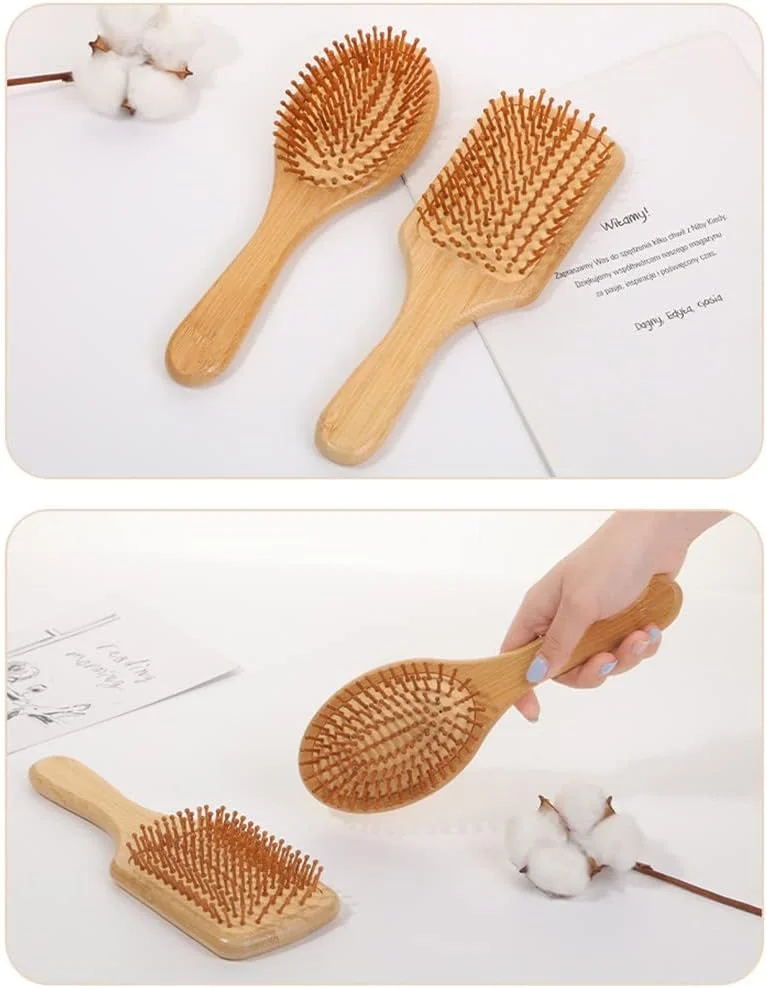 ست شانه موی بامبو چوبی طبیعی بزرگ U-HOOME، برس موی گره باز کن بامبو برای زنان، برس مویی پارویی برای موهای بلند کوتاه ضخیم نازک صاف مجعد موج دار خشک ست شانه موی بامبو چوبی طبیعی بزرگ U-HOOME، برس موی گره باز کن بامبو برای زنان، برس مویی پارویی برای موهای بلند کوتاه ضخیم نازک صاف مجعد موج دار خشک