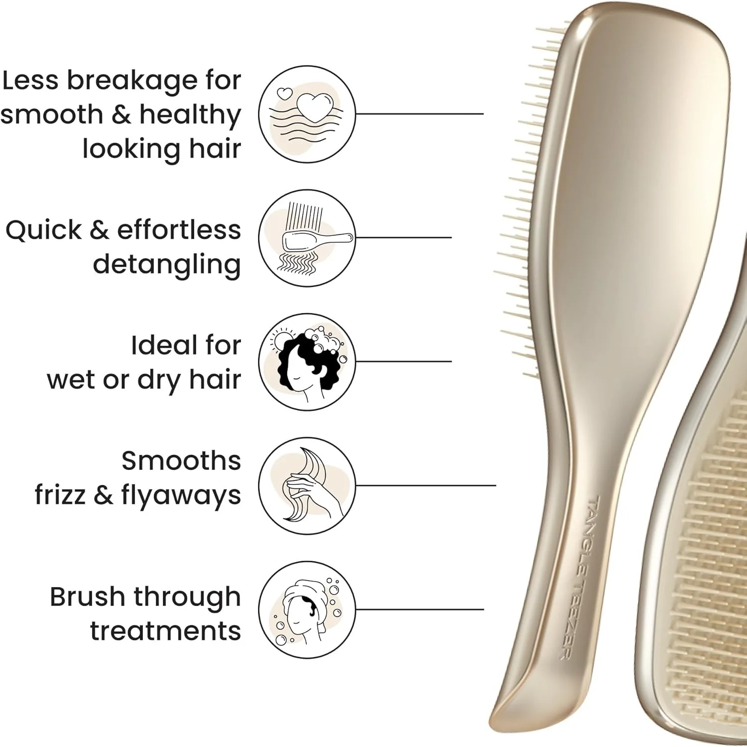 برس باز کننده گره مو Tangle Teezer مدل Ultimate Detangler رنگ کروم- طلایی شامپاین