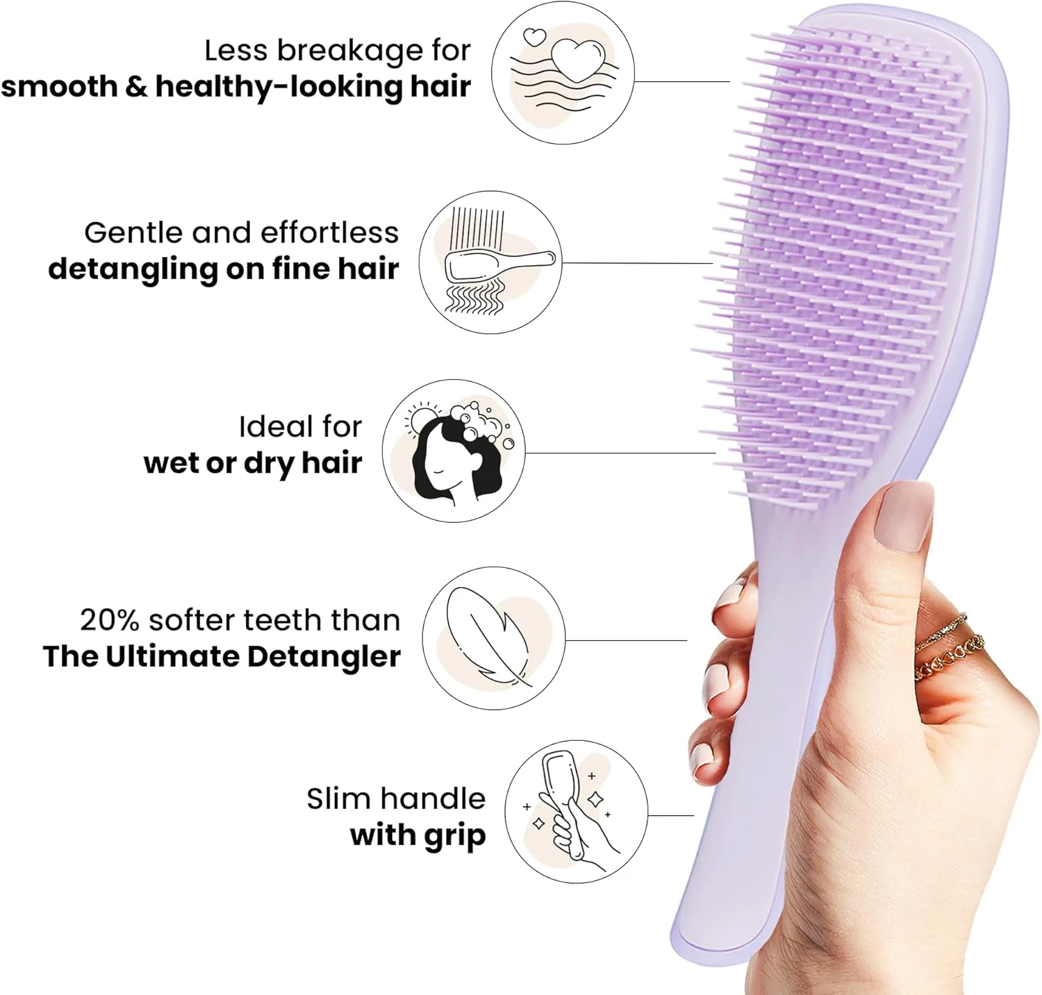 Tangle Teezer Wet Detangler - مناسب موهای نازک و شکننده - یاسی/یاسی Tangle Teezer Wet Detangler - مناسب موهای نازک و شکننده - یاسی/یاسی