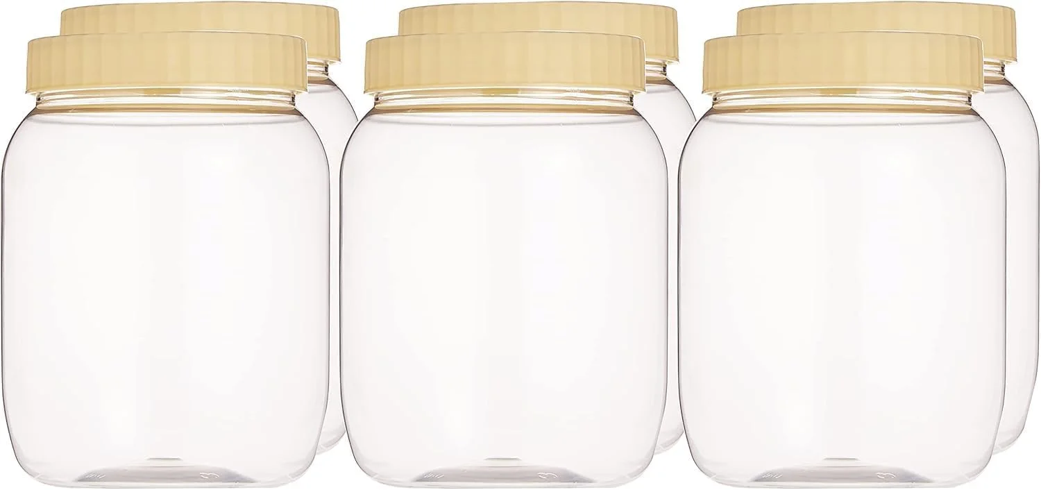 ظروف پلاستیکی نگهداری ادویه با درب های محکم، ظروف شفاف مواد غذایی برای آشپزخانه، قوطی های 750 میلی لیتری برای تنقلات، ادویه جات، قهوه، میوه های خشک، حبوبات، آبنبات و سازمان دهنده انبار