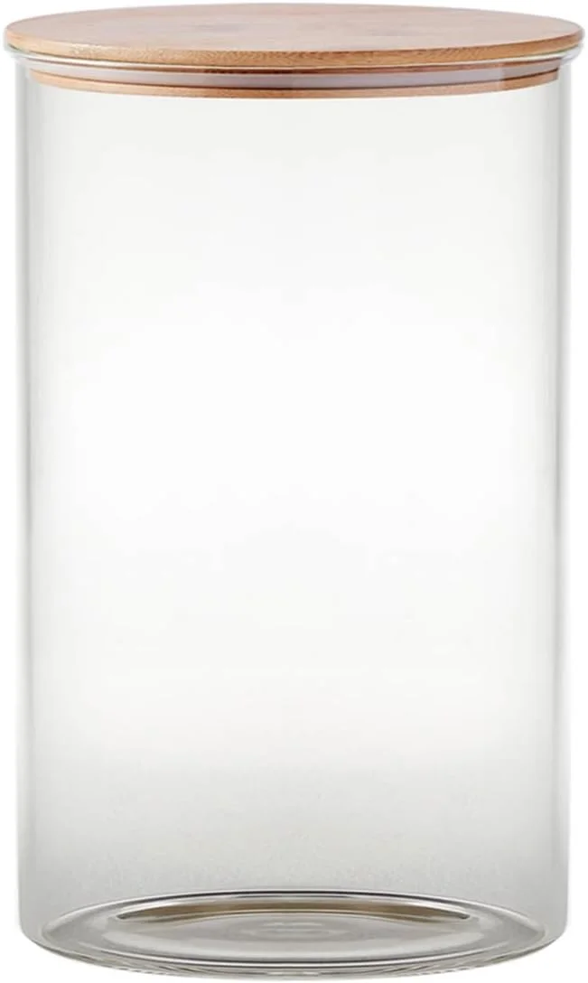 Glass storage jars Airtight Bamboo Lids Borosilicate Glass Jars (550mL) Kitchen Pantry Organizers, Moisture Proof, Ideal for Storing Dry Items, Pasta, Legumes, Etc.