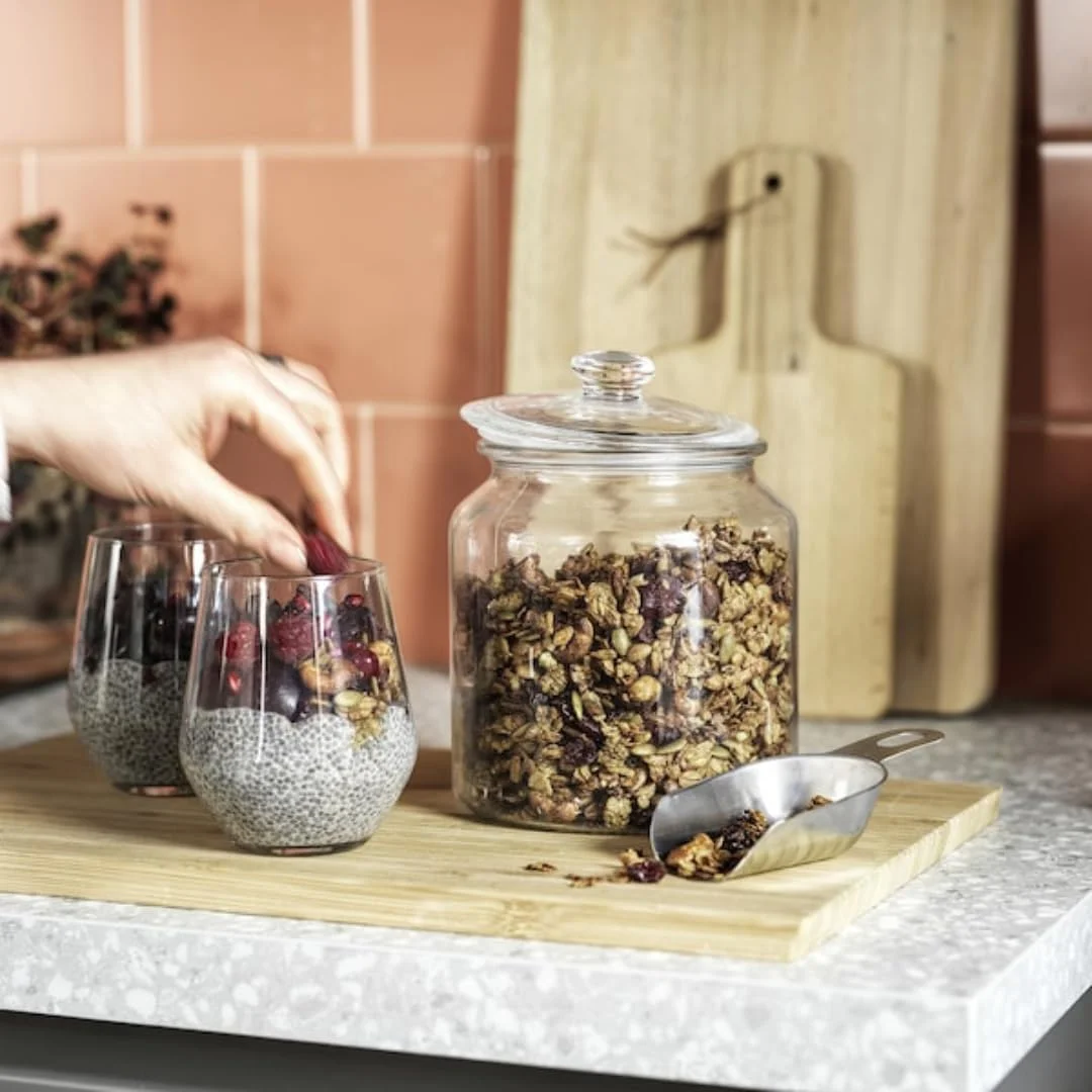 شیشه درب دار، شیشه شفاف، 1.9 لیتر، شیشه لوازم جانبی نگهداری، ظروف غذا و سس، ظروف شیشه ای برای سازماندهی آشپزخانه و انبار