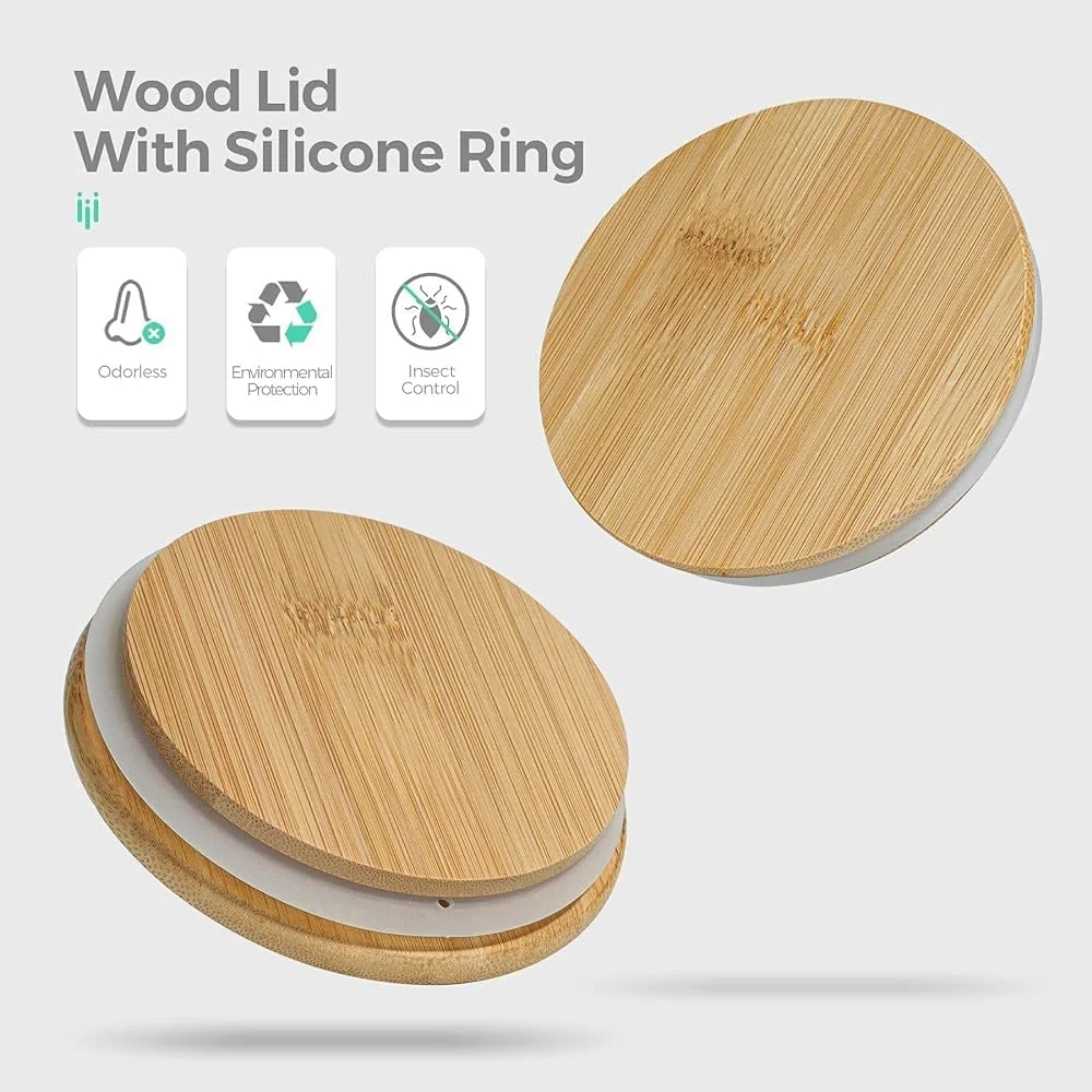 ظرف شیشه ای ذخیره سازی با درب بامبو محکم، شیشه بوروسیلیکات (750 میلی لیتر)، سازمان دهنده آشپزخانه، ضد رطوبت، ایده آل برای نگهداری مواد خشک، پاستا، حبوبات و غیره.