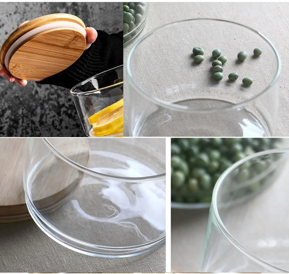 ظروف نگهداری مواد غذایی با درب بامبو، ظروف شیشه ای 3 طبقه قابل چیدن با پوشش ضد هوا، کاسه های غذای قابل استفاده در مایکروویو، ظروف شفاف ادویه شکر، قوطی شیشه ای برای آب نبات، کلوچه، میوه، چاشنی و ادویه ظروف نگهداری مواد غذایی با درب بامبو، ظروف شیشه ای 3 طبقه قابل چیدن با پوشش ضد هوا، کاسه های غذای قابل استفاده در مایکروویو، ظروف شفاف ادویه شکر، قوطی شیشه ای برای آب نبات، کلوچه، میوه، چاشنی و ادویه