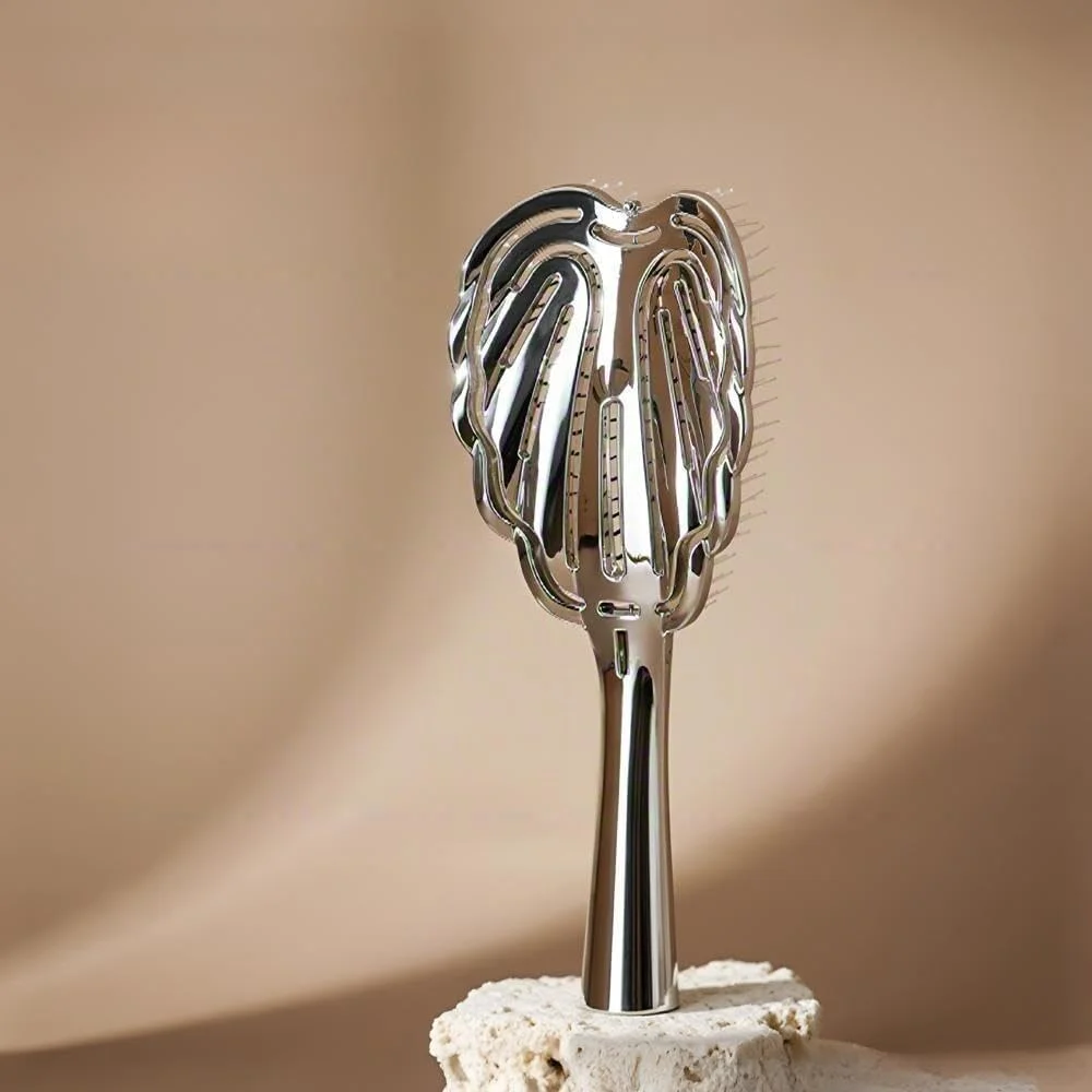 برس موی فر Strailine Bounce، برس موی خیس، شانه حالت دهنده، برس فر باز کننده گره (نقره ای)