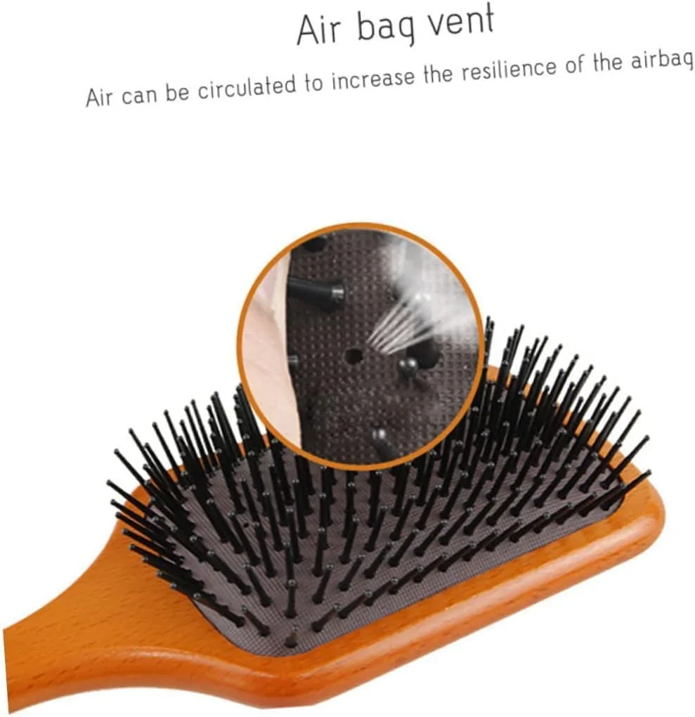 برس مو پارویی چوبی Purfex با موهای نایلونی و بالشتک هوا، برس موی مربعی ضد گره برای ماساژ پوست سر، برای زنان، مردان و کودکان، برای انواع مو، با دسته ارگونومیک برس مو پارویی چوبی Purfex با موهای نایلونی و بالشتک هوا، برس موی مربعی ضد گره برای ماساژ پوست سر، برای زنان، مردان و کودکان، برای انواع مو، با دسته ارگونومیک