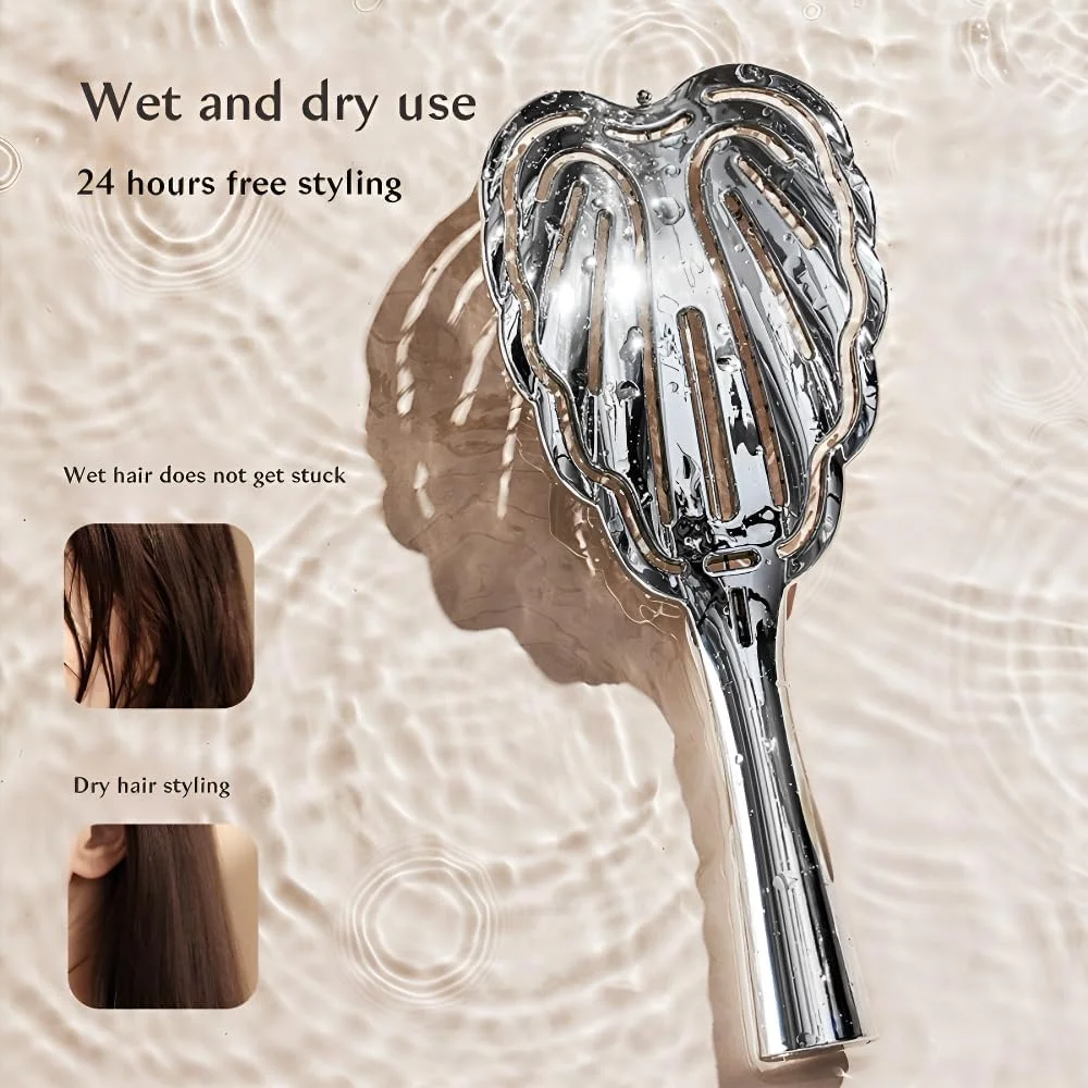 برس موی فر Strailine Bounce، برس موی خیس، شانه حالت دهنده، برس فر باز کننده گره (نقره ای)