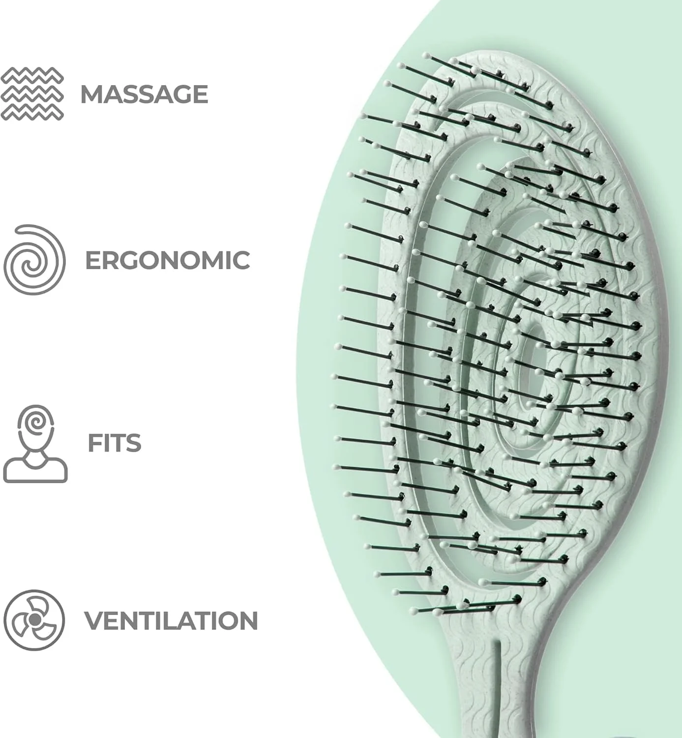 برس موی باز کننده گره نینابلا برای زنان، مردان و کودکان - بدون کشیدگی - برس های تقویت کننده برای موهای خیس، مجعد و صاف - برس مارپیچی منحصر به فرد - سبز