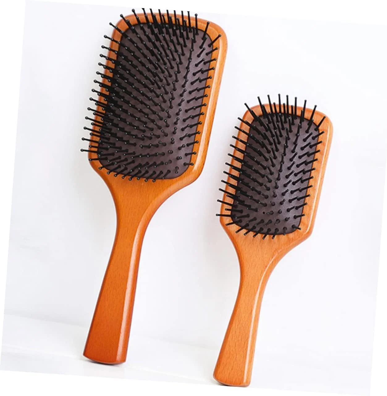 برس مو پارویی چوبی Purfex با موهای نایلونی و بالشتک هوا، برس موی مربعی ضد گره برای ماساژ پوست سر، برای زنان، مردان و کودکان، برای انواع مو، با دسته ارگونومیک برس مو پارویی چوبی Purfex با موهای نایلونی و بالشتک هوا، برس موی مربعی ضد گره برای ماساژ پوست سر، برای زنان، مردان و کودکان، برای انواع مو، با دسته ارگونومیک