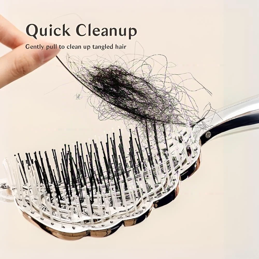 برس موی فر Strailine Bounce، برس موی خیس، شانه حالت دهنده، برس فر باز کننده گره (نقره ای)